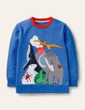 Graphic Crew Sweatshirt-Elizabethan Blue Animals