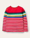 Fröhliches Bretonshirt-Rockabilly-Rot/Naturweiß, Regenbogen