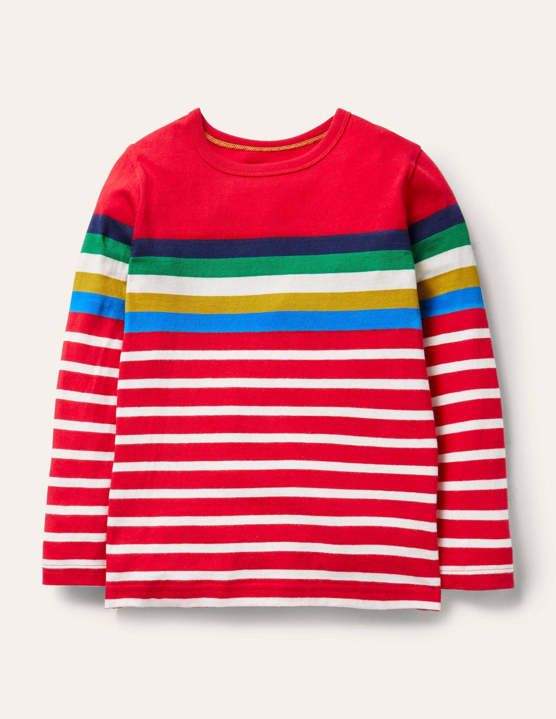 Fröhliches Bretonshirt-Rockabilly-Rot/Naturweiß, Regenbogen-1