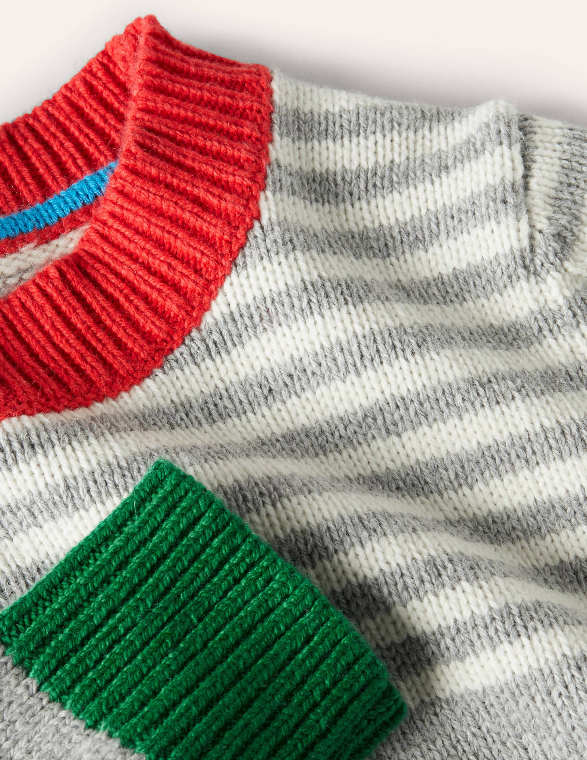 Pull col rond colourblock-Gris chiné/ivoire - Image 3
