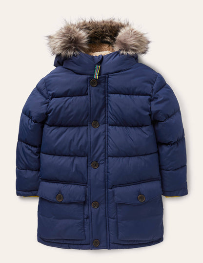 Longline Padded Jacket-College Navy-1
