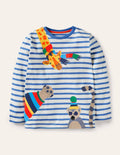 Fröhliches T-Shirt mit Tiermotiv-Naturweiß/Elisabethanisches Blau, Safari