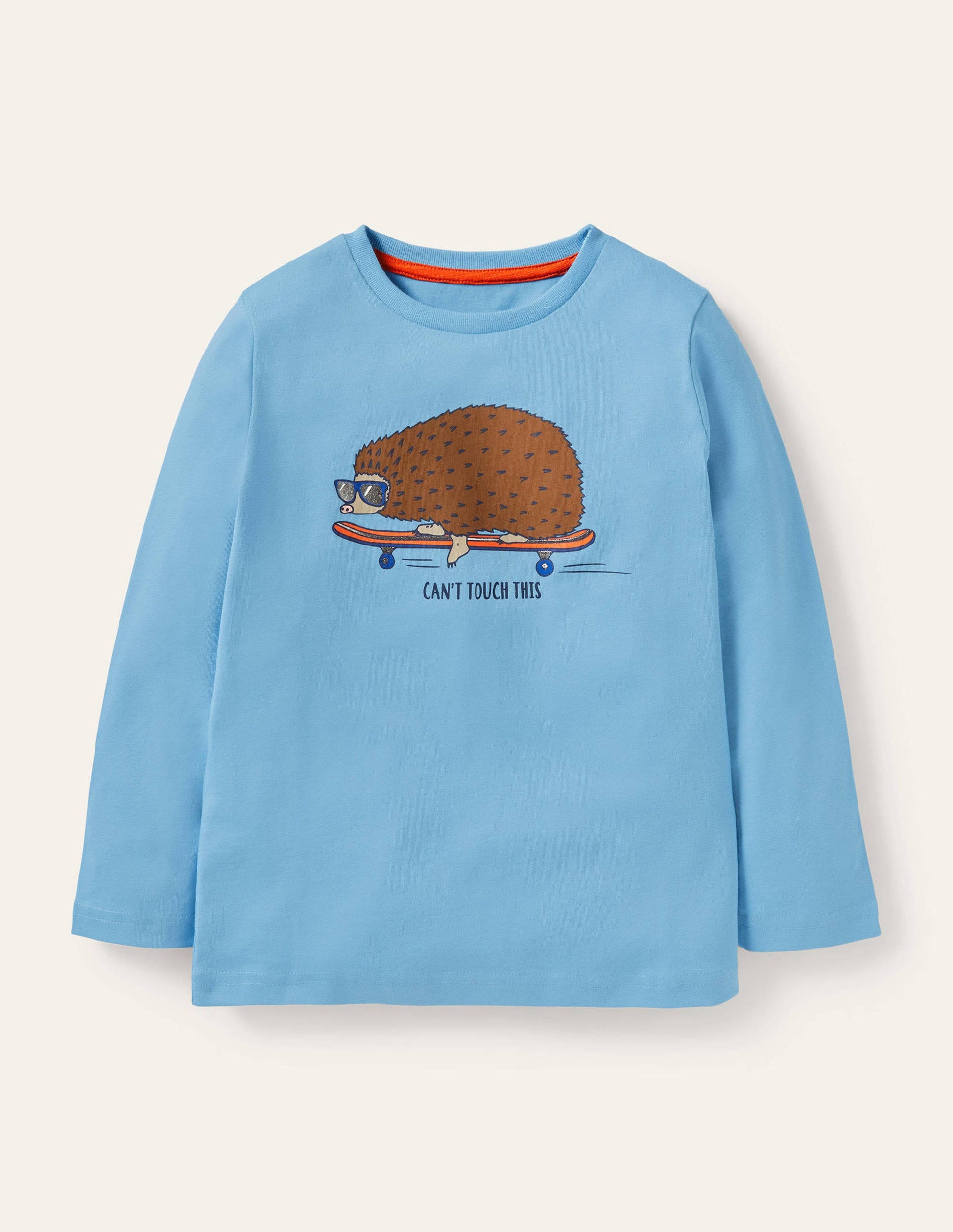 T-Shirt mit Tiermotiv-Surfbrett-Blau, Igel-1