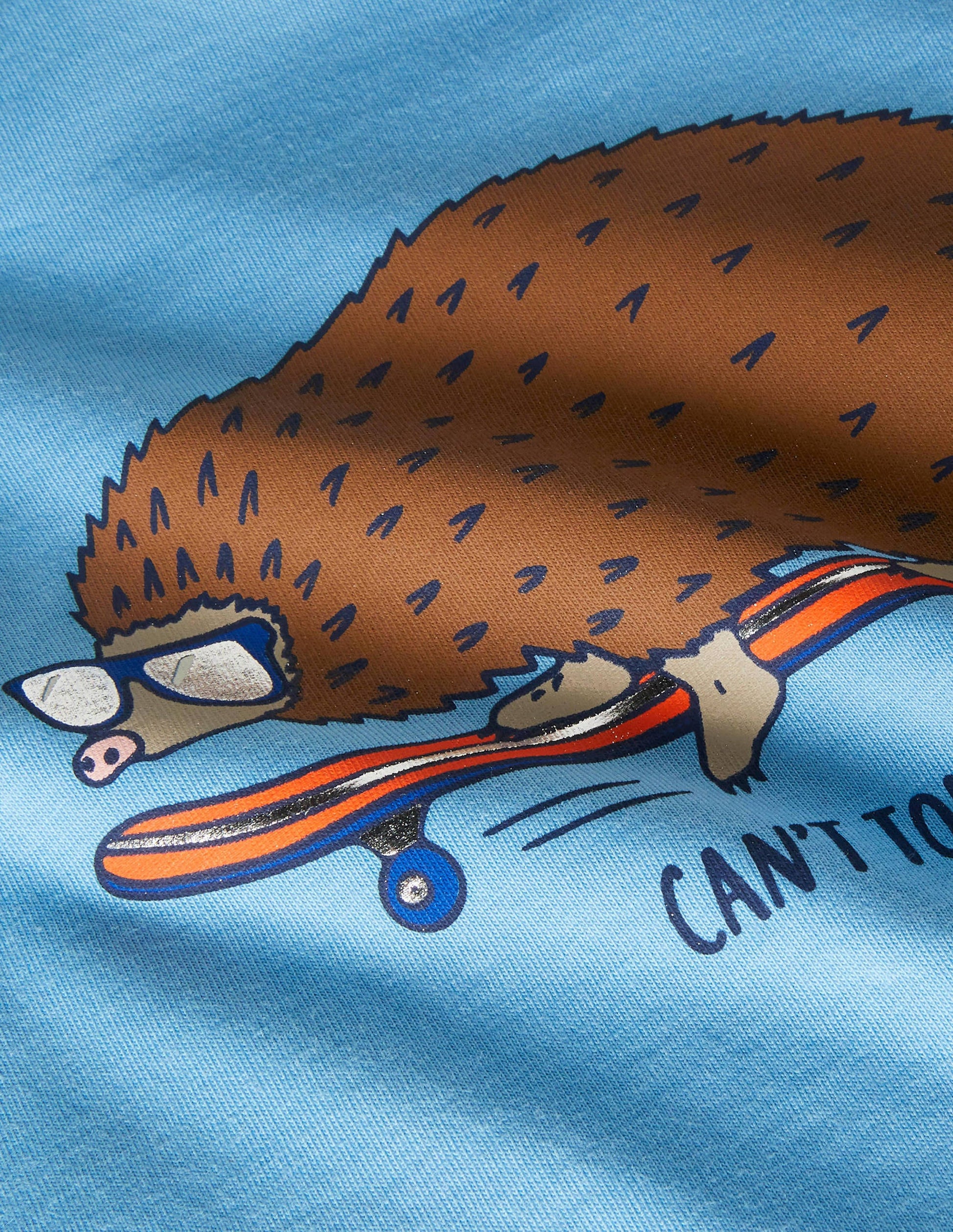 T-Shirt mit Tiermotiv-Surfbrett-Blau, Igel-3