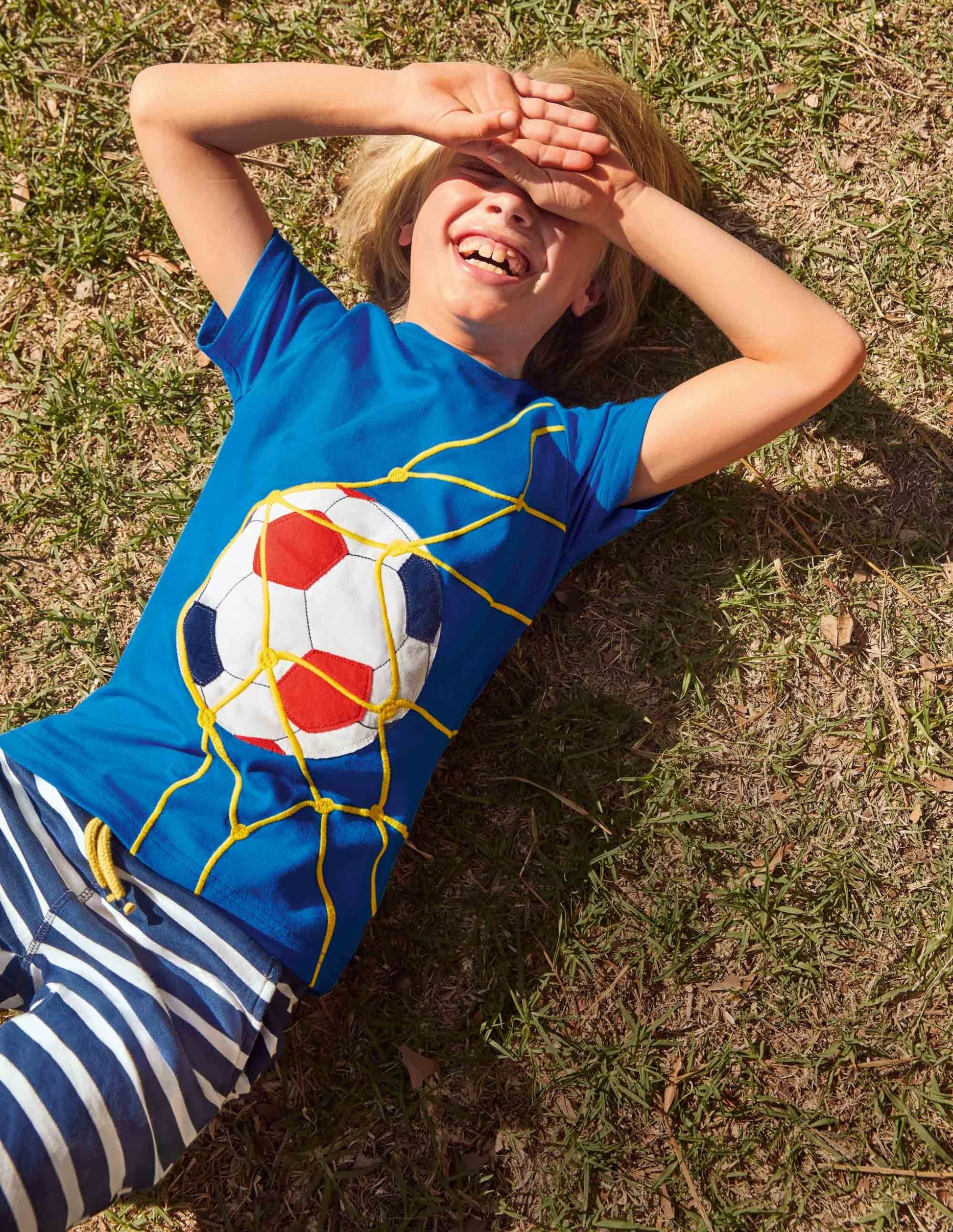 T-shirt à appliqué sport-Football bleu saphir-3