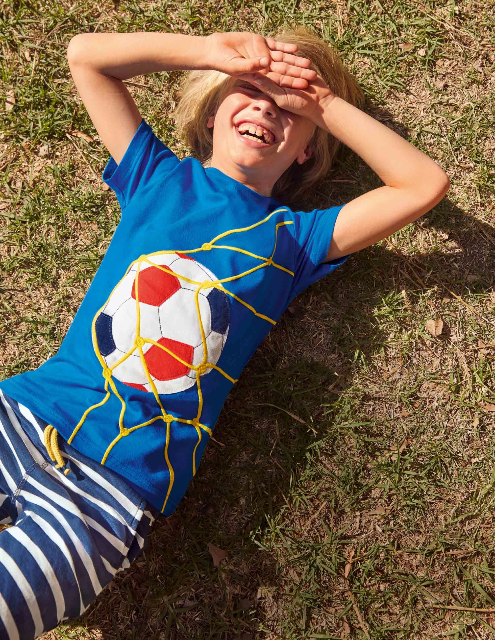T-shirt à appliqué sport-Football bleu saphir - Image 3