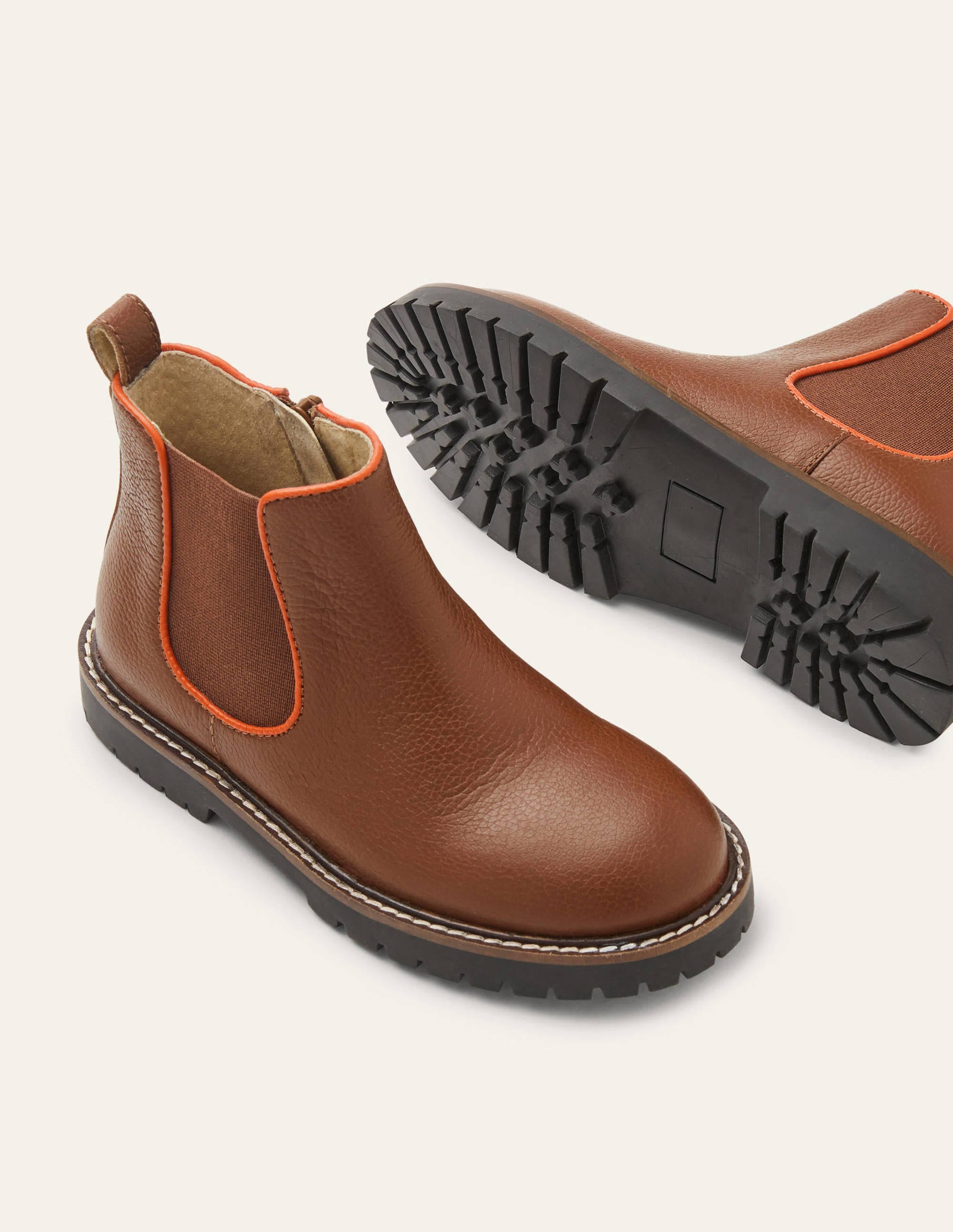 Leather Chelsea Boots-Tan Brown - Image 1