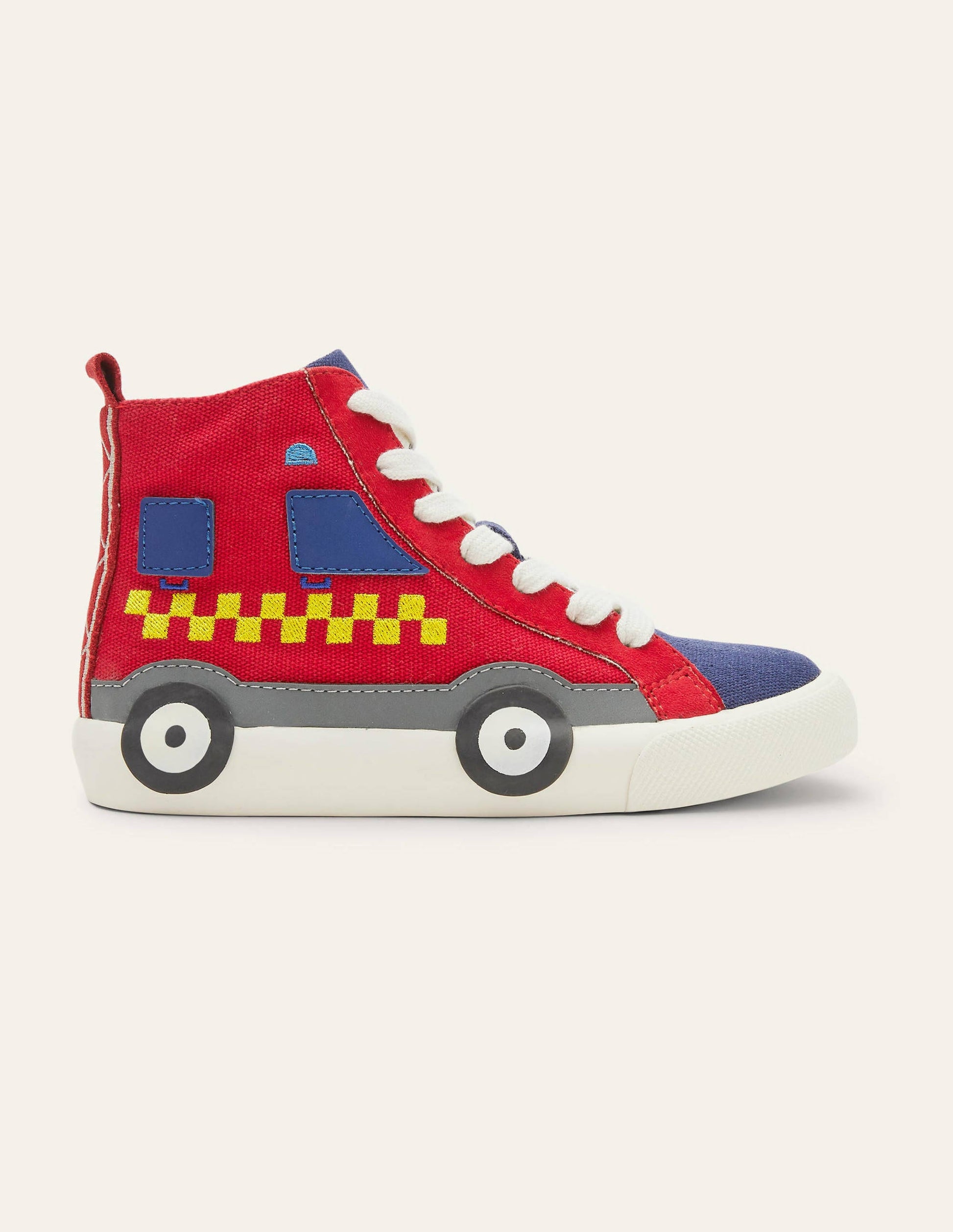 Baskets montantes fantaisie-Camion de pompiers rouge-2