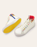 Baskets montantes en cuir-Arc-en-ciel blanc