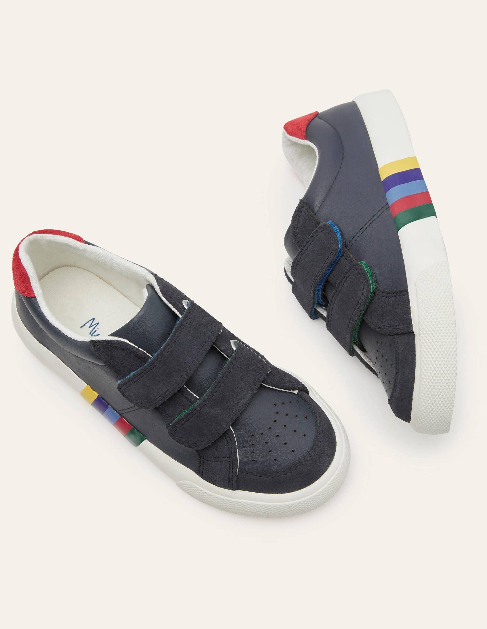 Niedrige Turnschuhe mit 2 Klettverschlüssen-Schuluniform-Navy, Regenbogen-1
