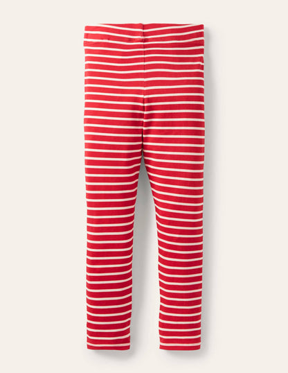 Fröhliche Leggings-Rockabilly-Rot/Naturweiß