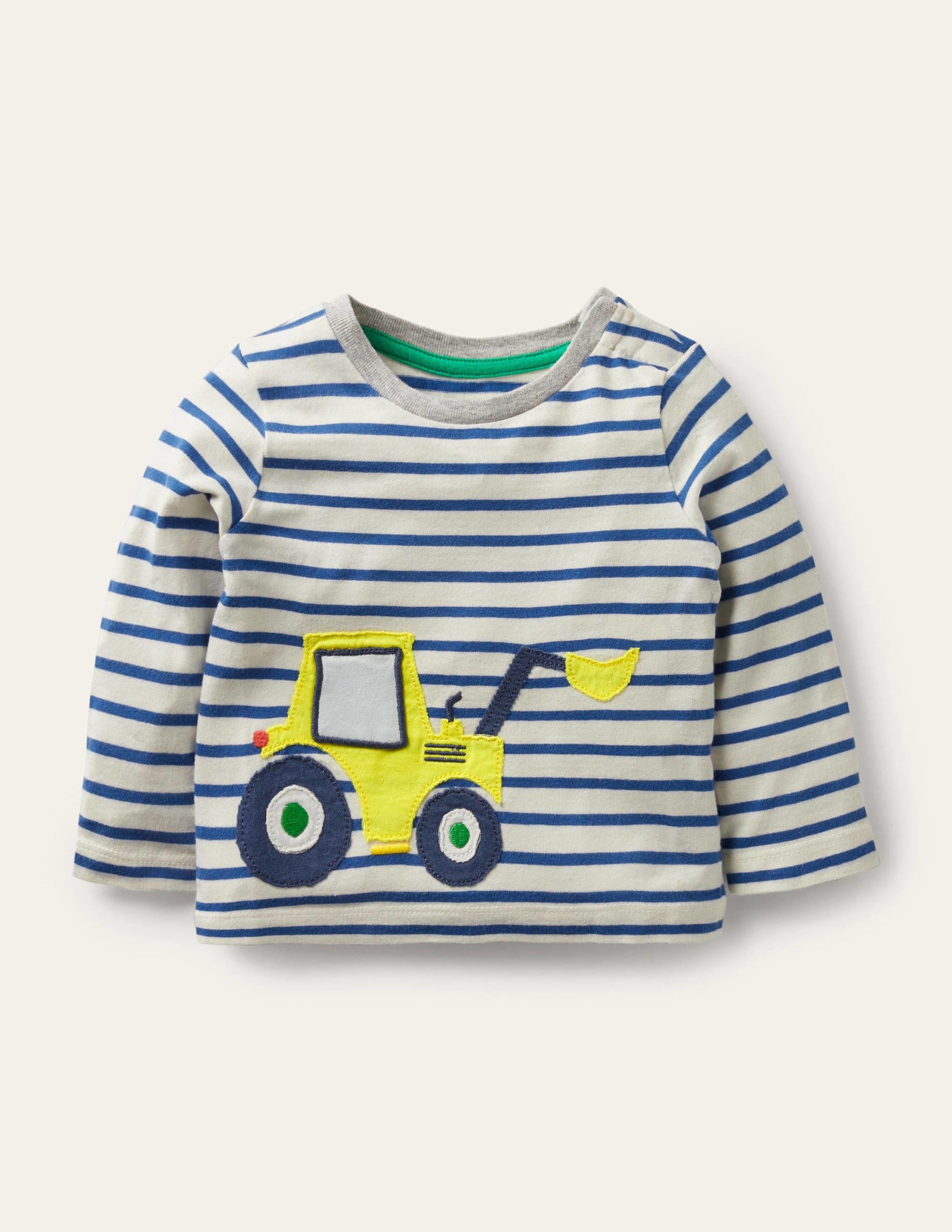 Oberteil mit großer Applikation-Weiß/Königsblau, Bagger-1