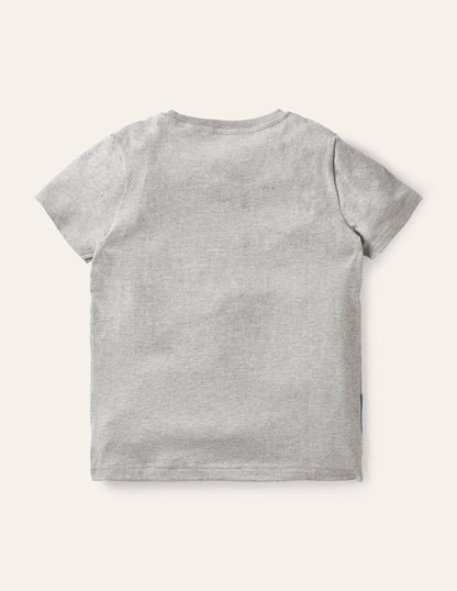 Strand-T-Shirt mit Aufklappmotiv-Grau Meliert, Sprout mit Sandburg