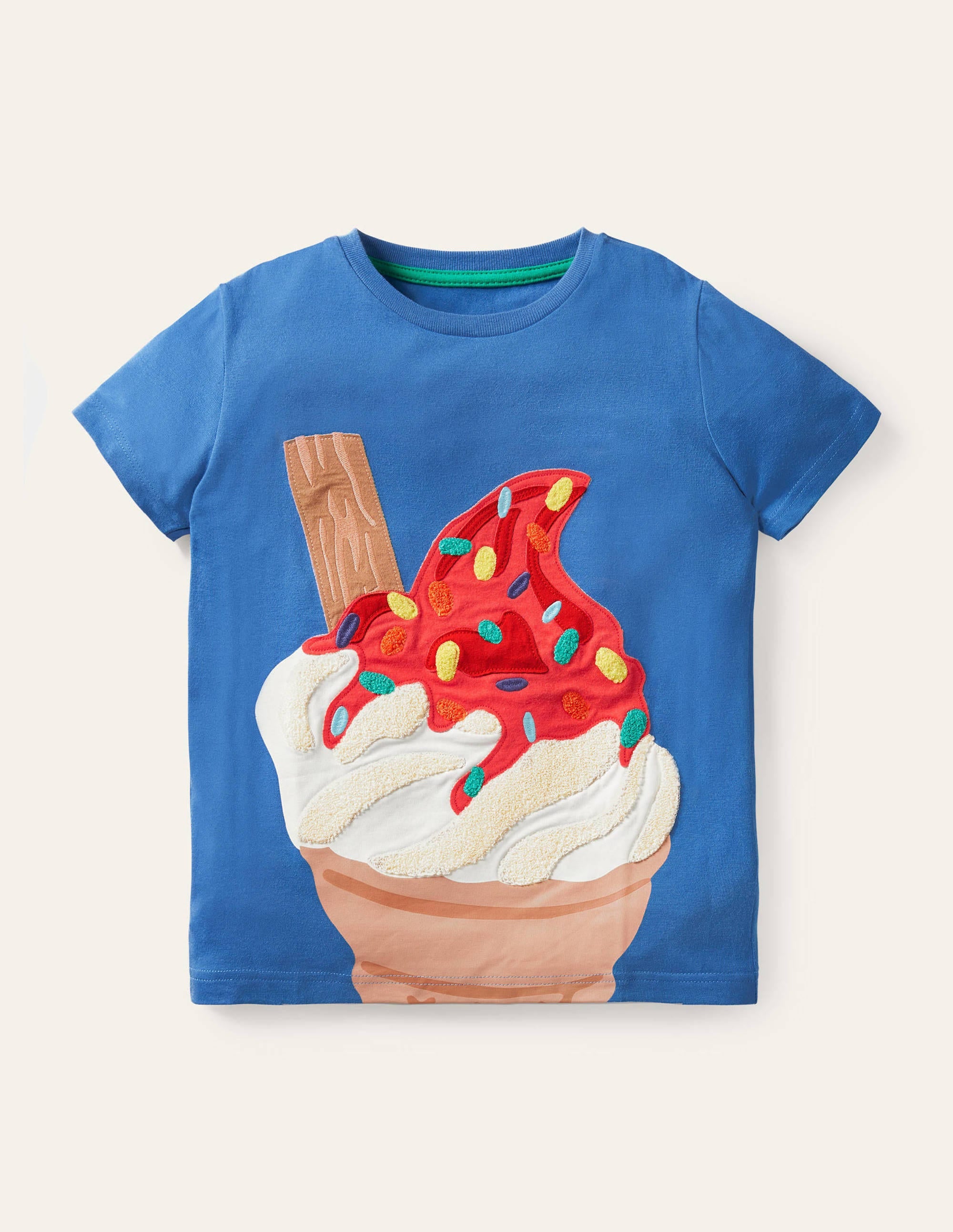 Strand-T-Shirt mit Applikation-Elisabethanisches Blau, Eiscreme - Image 1