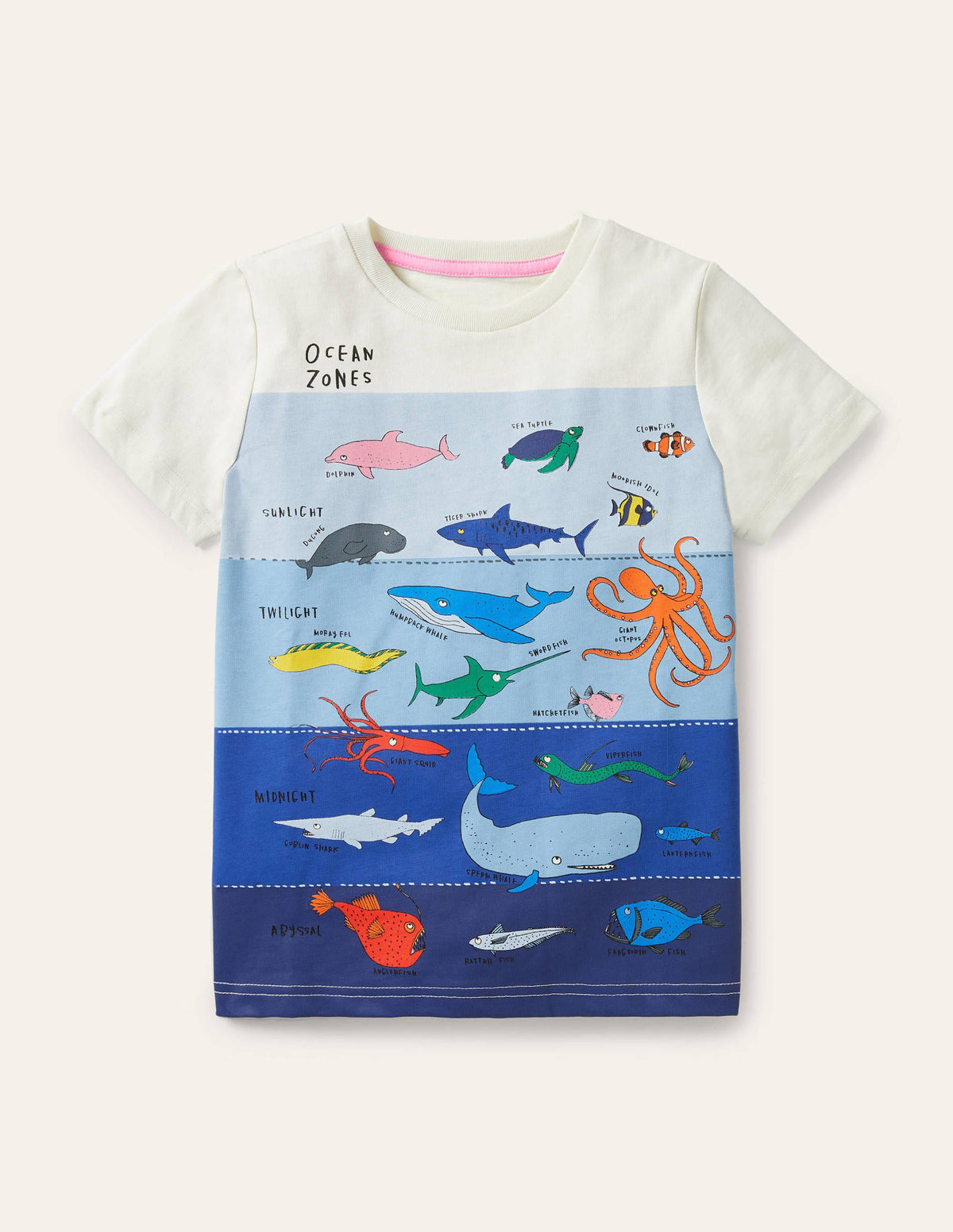T-Shirt mit Schichtgrafik-Naturweiß, Unterwasserszene - Image 1