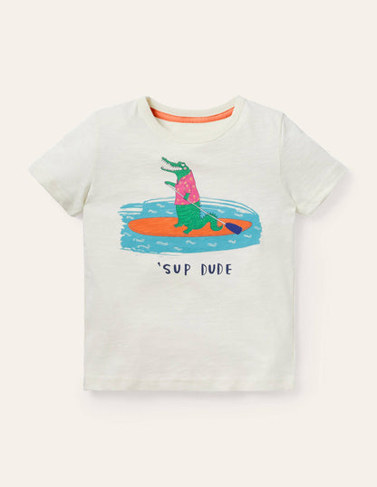 T-Shirt mit Motiv-Naturweiß, Sup Dude