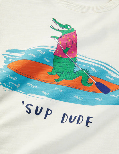 T-Shirt mit Motiv-Naturweiß, Sup Dude