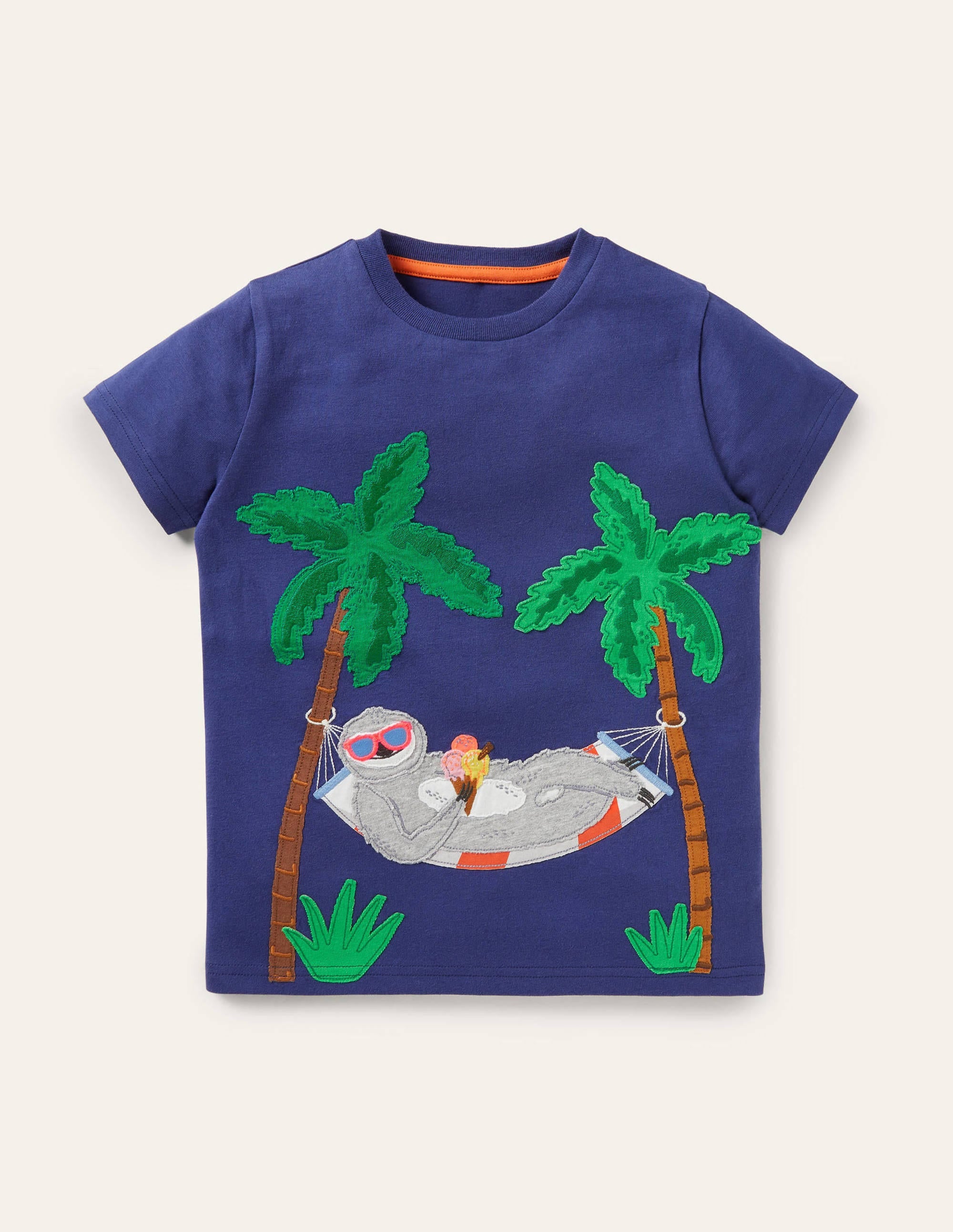 T-Shirt mit cooler Applikation-Segelblau, Faultier - Image 1