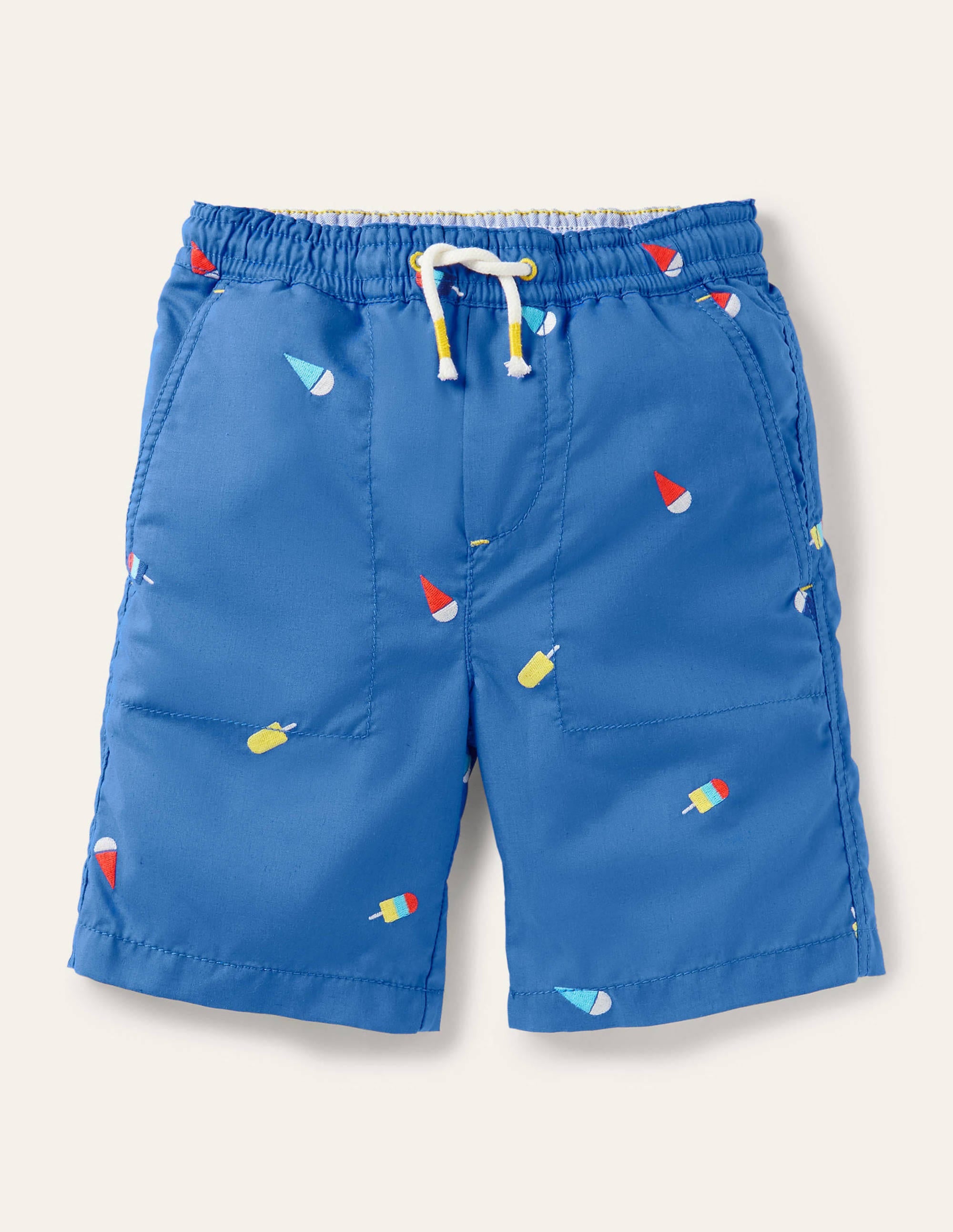 Shorts mit Tunnelzug zum Hineinschlüpfen-Elisabethanisches Blau, Eiscreme - Image 1
