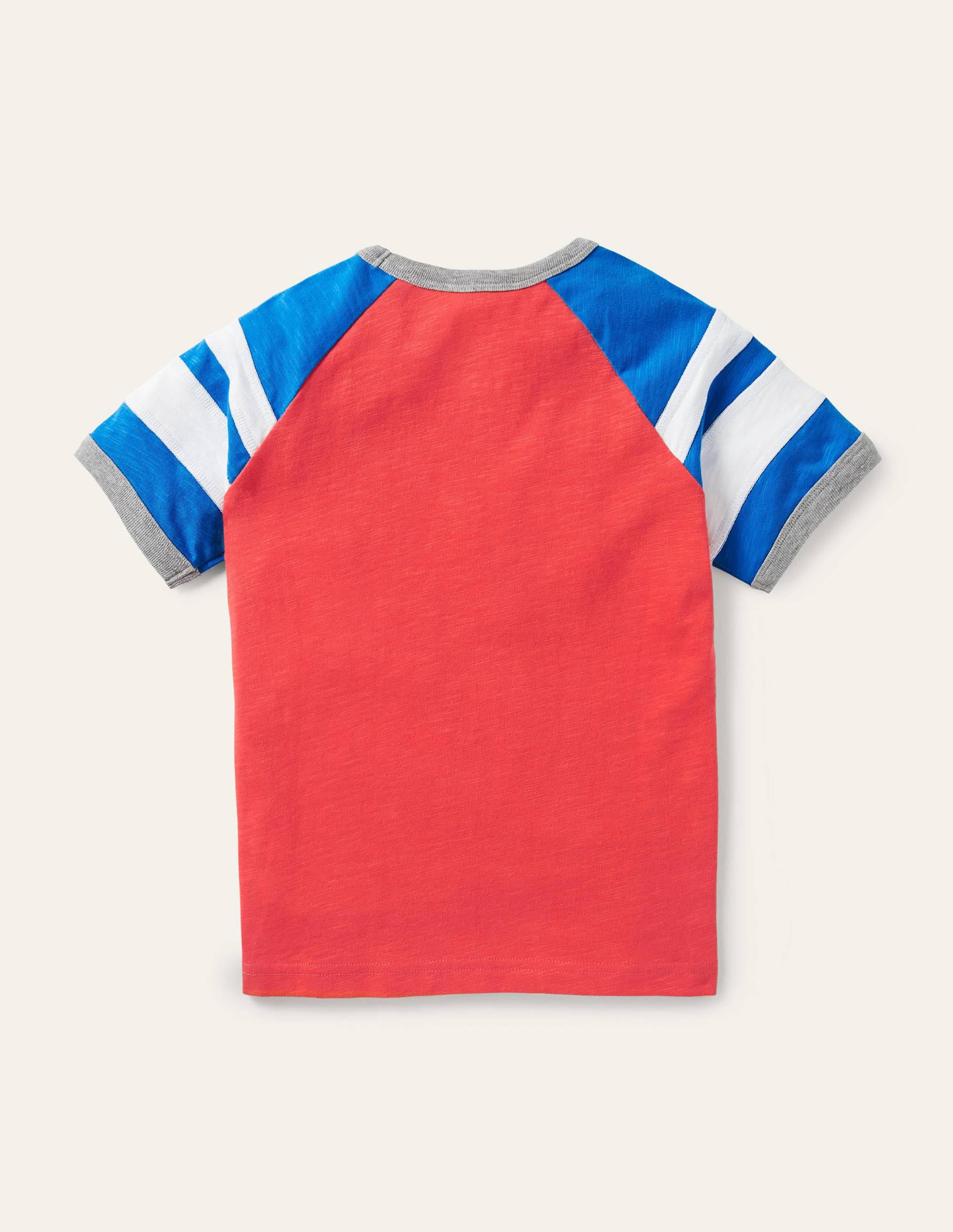 Raglan-T-Shirt in Blockfarben-Erdbeerkuchenrot/Blau - Image 2