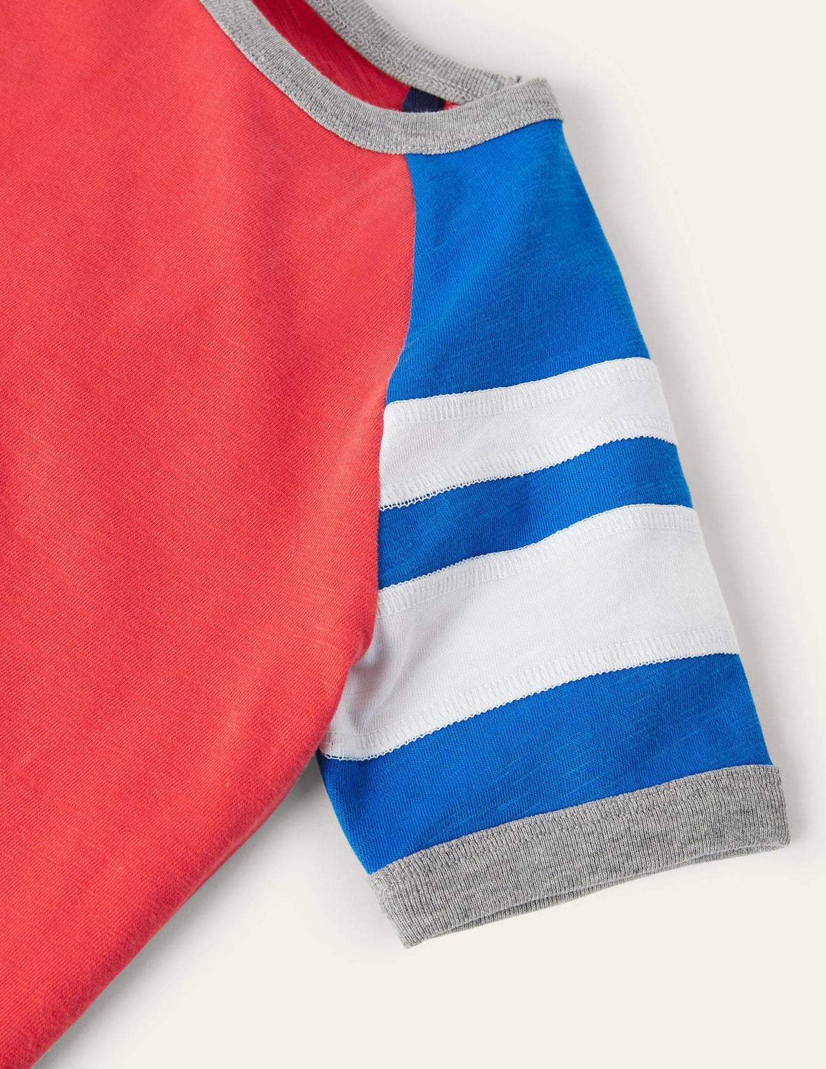 Raglan-T-Shirt in Blockfarben-Erdbeerkuchenrot/Blau - Image 3