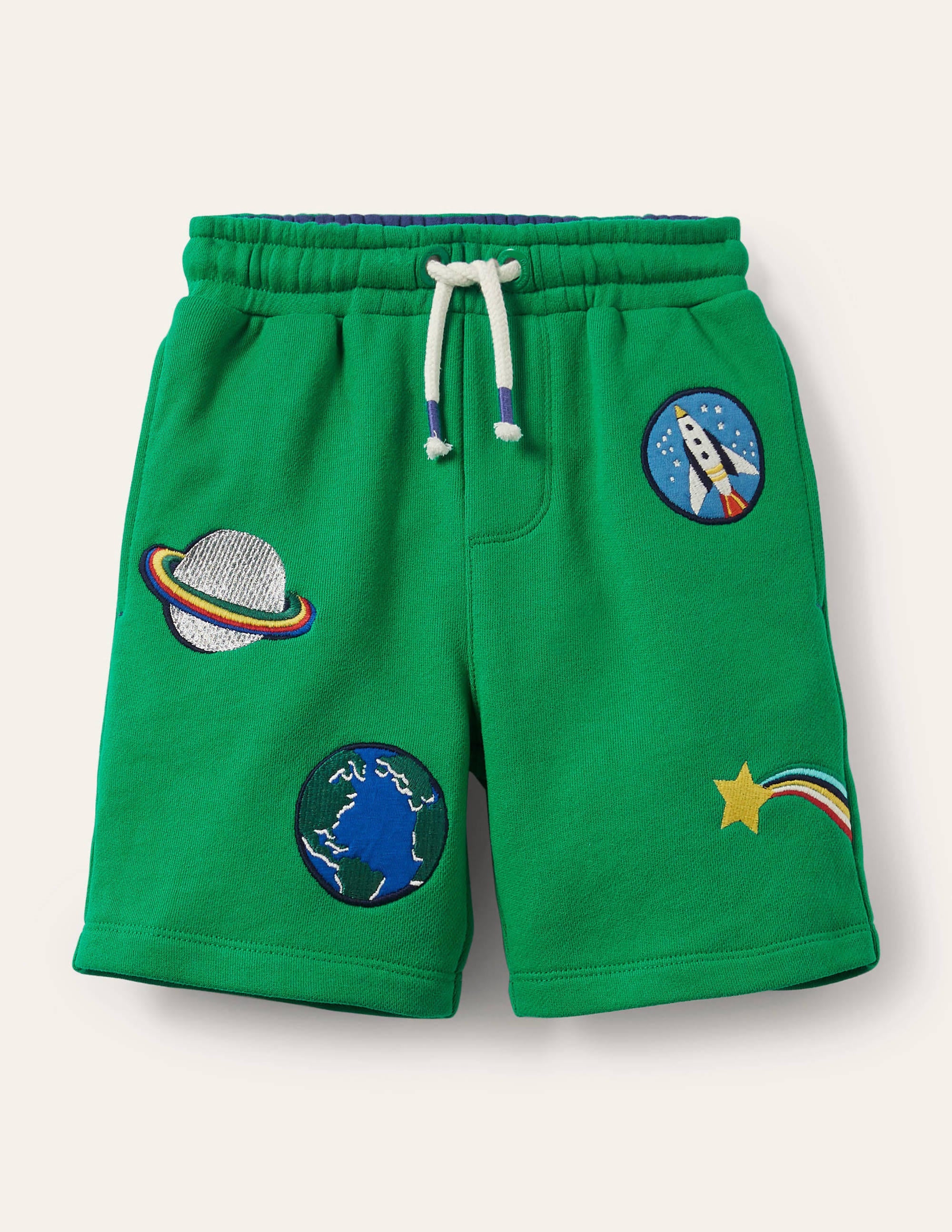 Short de survêtement à appliqué-Badges spatiaux vert printemps - Image 1