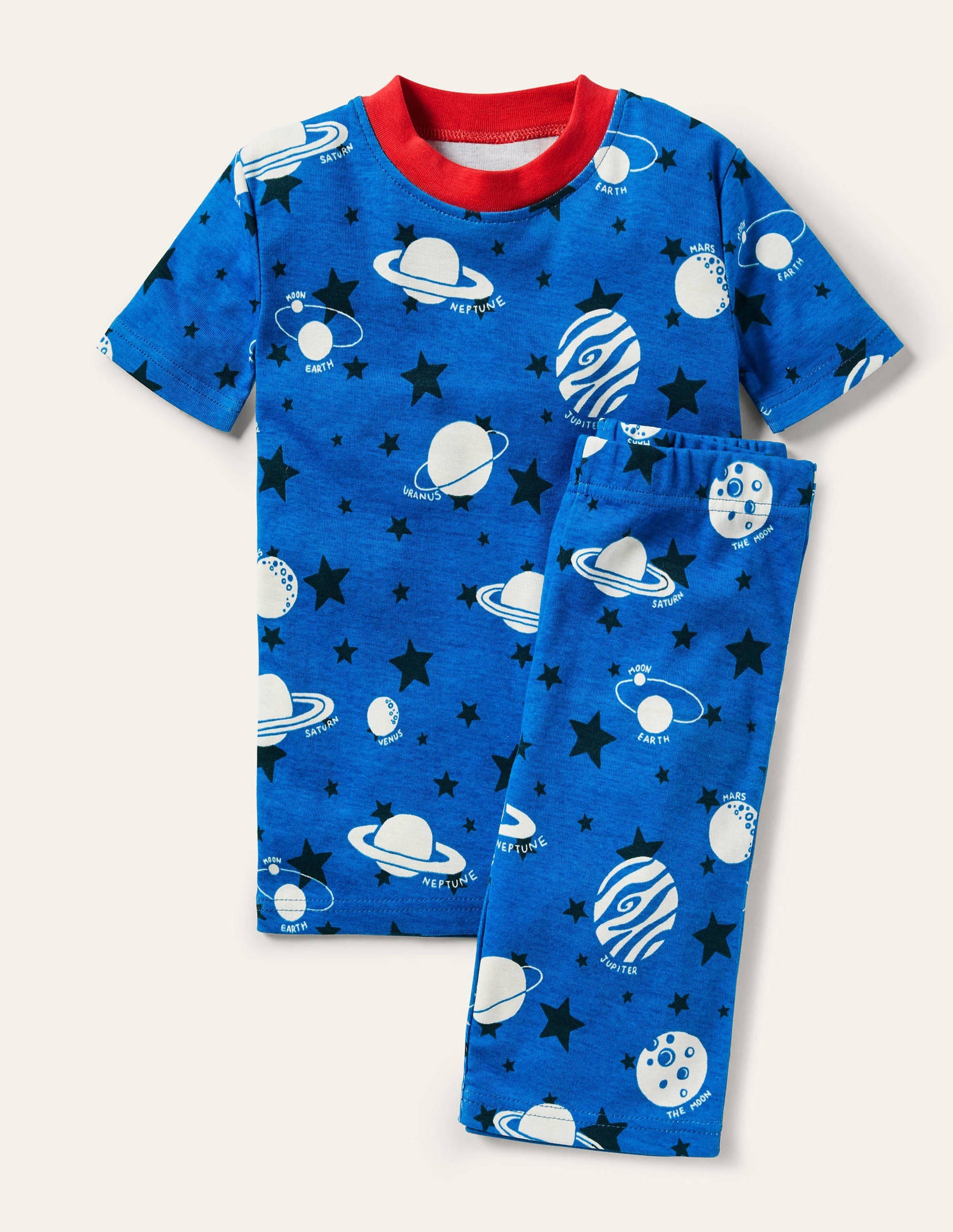Snug Glow-in-the-dark Pyjamas-Bold Blue Glow Planets-1