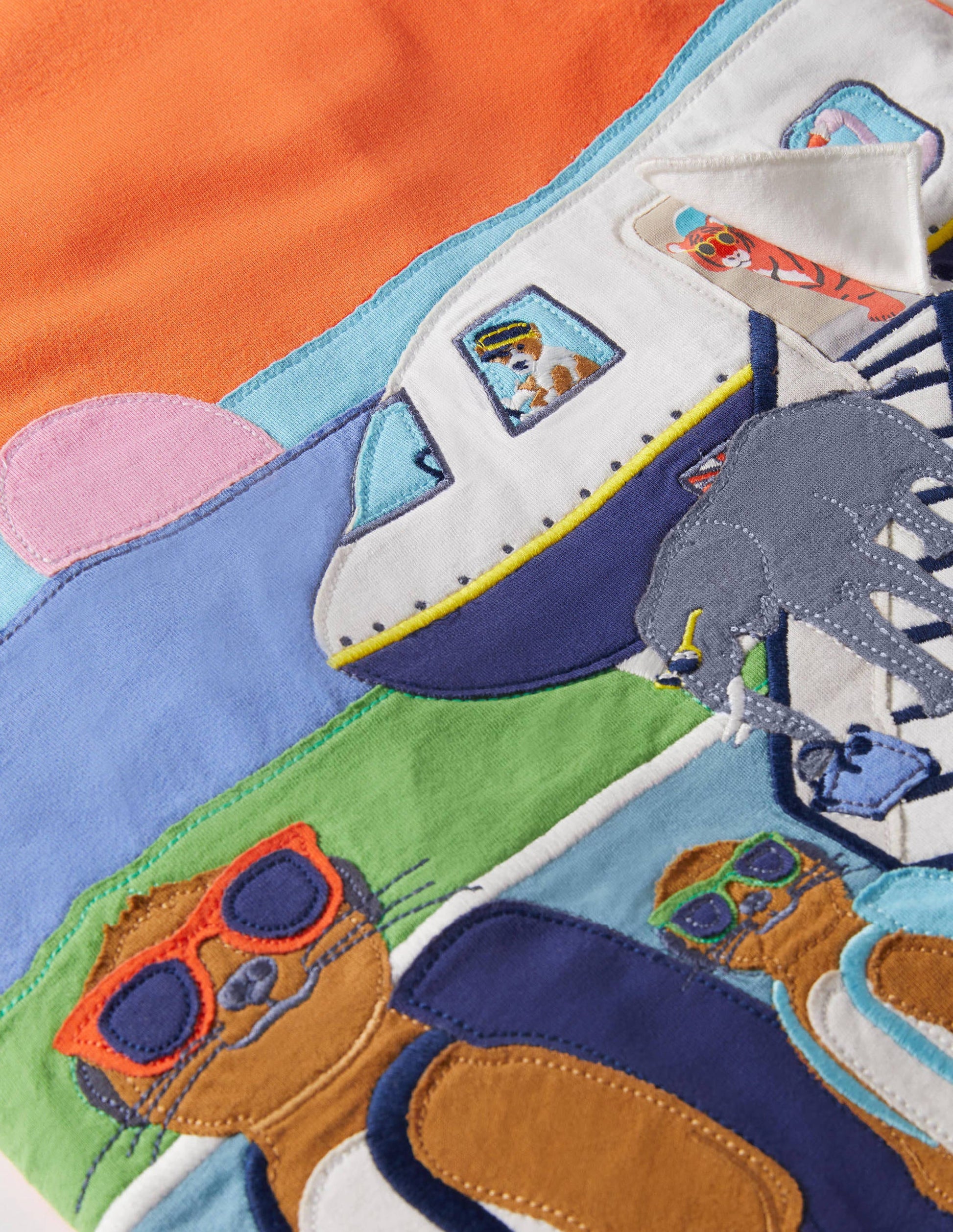 T-Shirt mit Reisemotiv zum Aufklappen-Mandarinenorange, Flugzeug-3