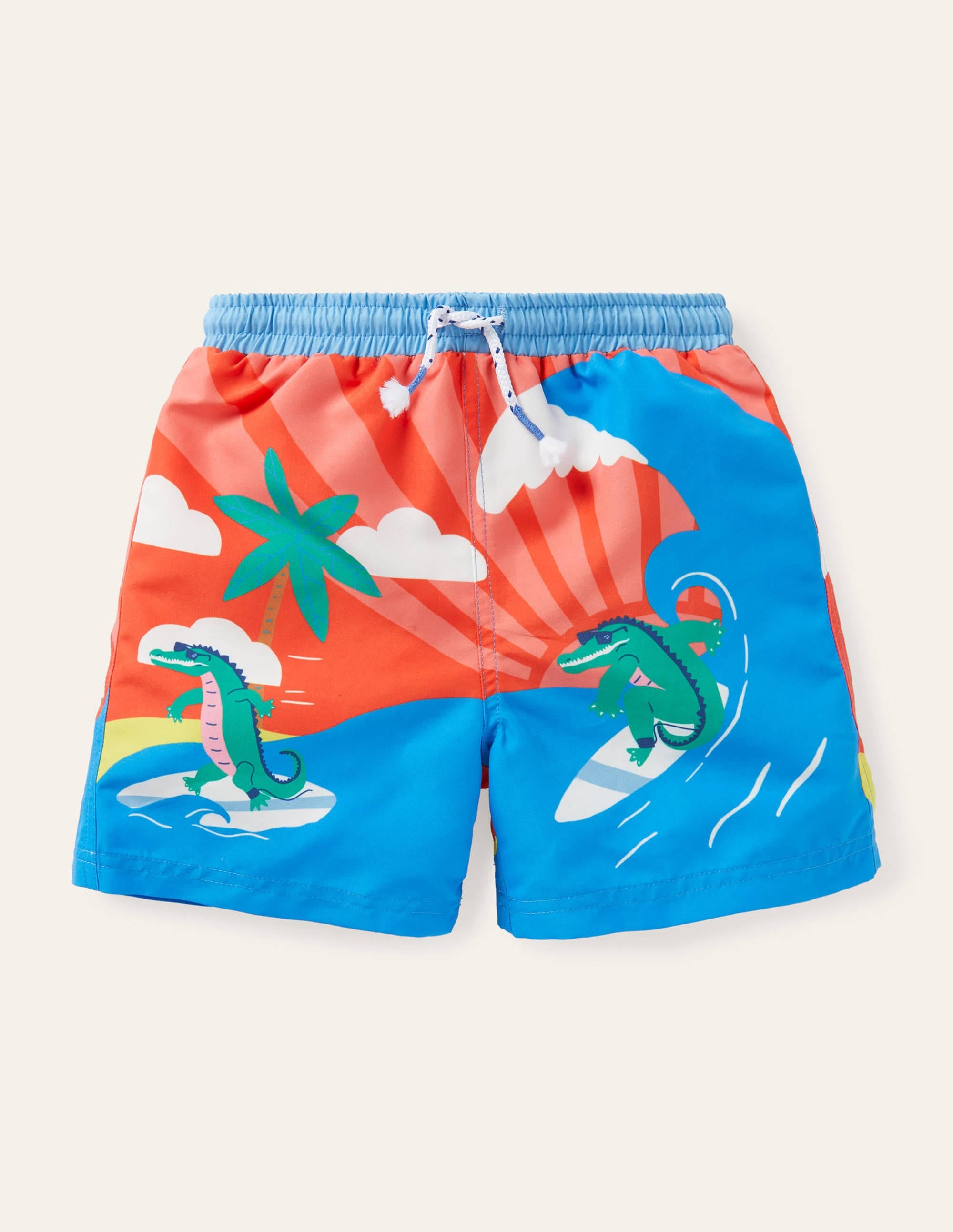 Short de bain imprimé-Crocodile surfeur rouge pétard - Image 1