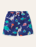 Gemusterte Badeshorts-Segelblau, Fische