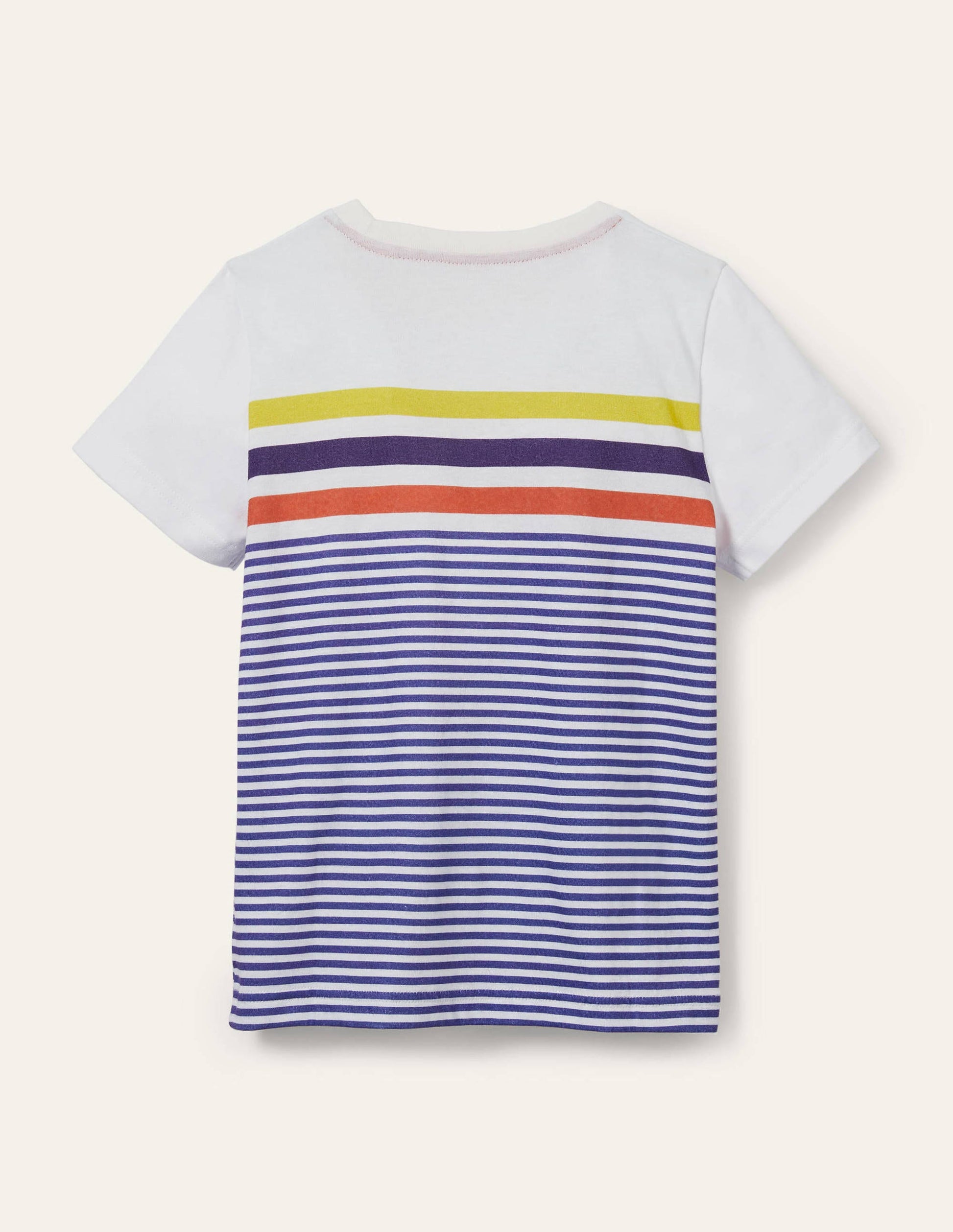 Vorgewaschenes T-Shirt aus Flammgarn-Blitzblau/Naturweiß-2