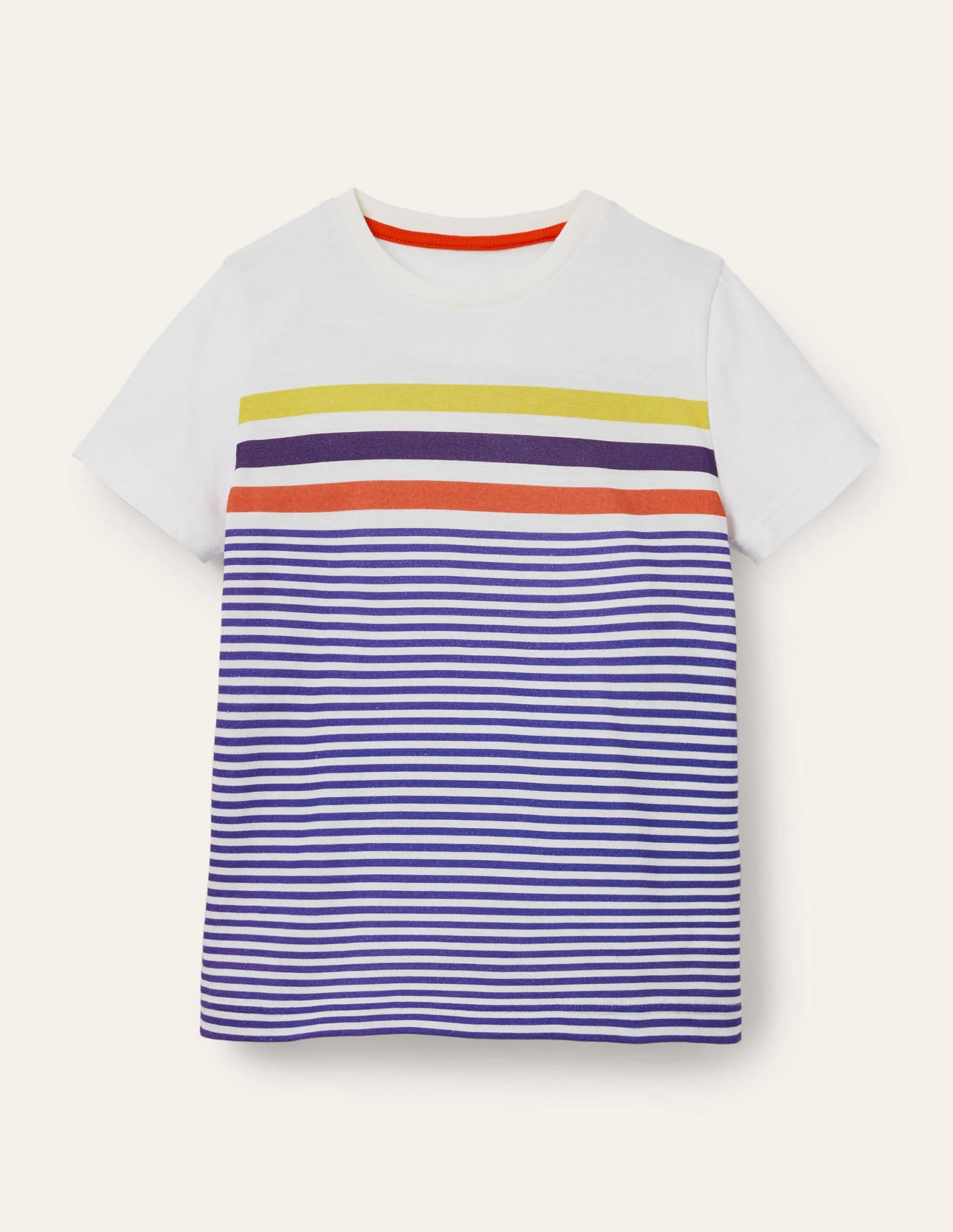 T-shirt délavé en tissu flammé-Bleu brillant/ivoire - Image 1