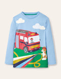 Vehicle Scene T-shirt-Surfboard Blue