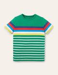 Bretonshirt mit Regenbogenstreifen-Highland Green Rainbow