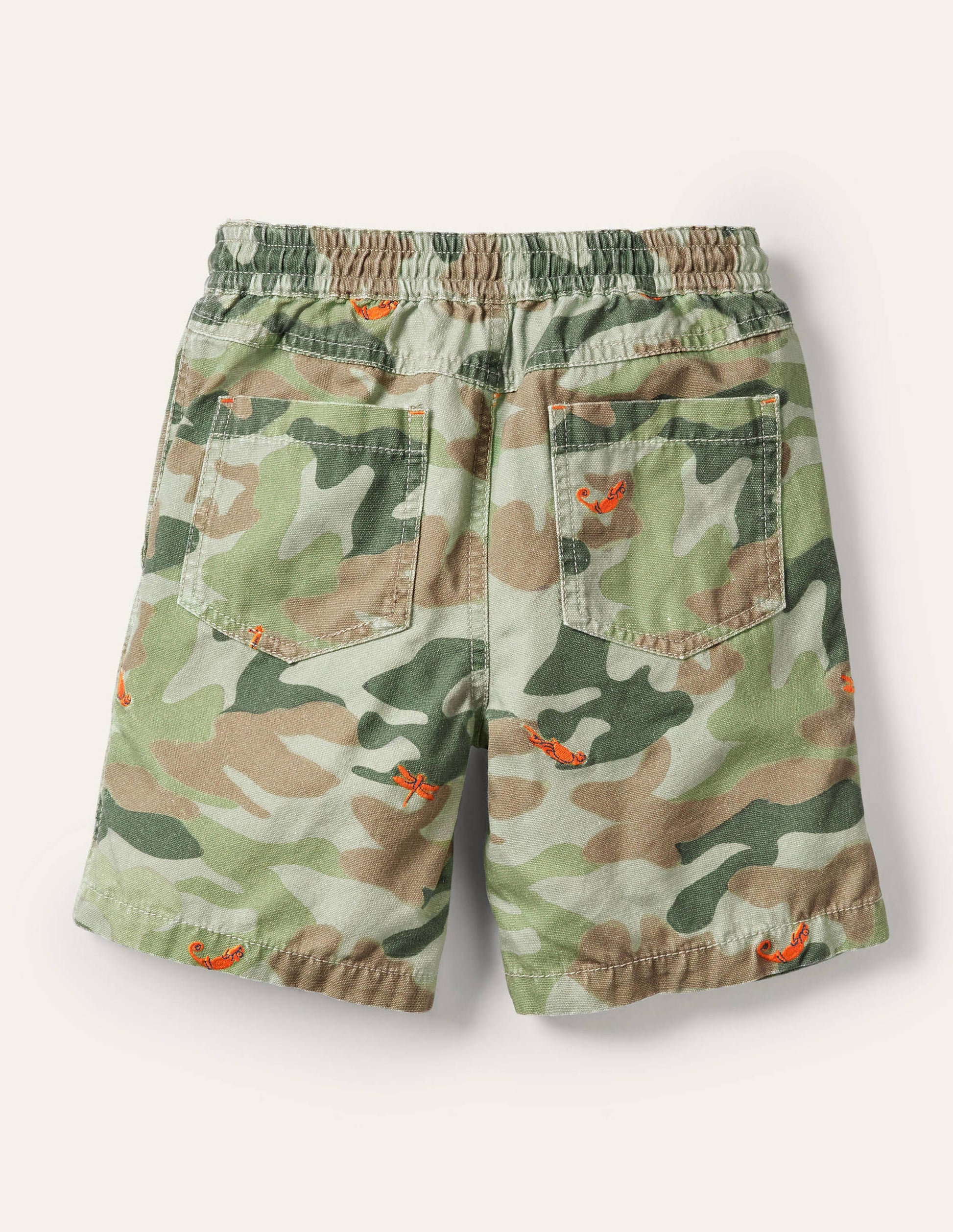 Shorts mit Tunnelzug zum Hineinschlüpfen-Grünes Camouflagemuster, Tiere-2