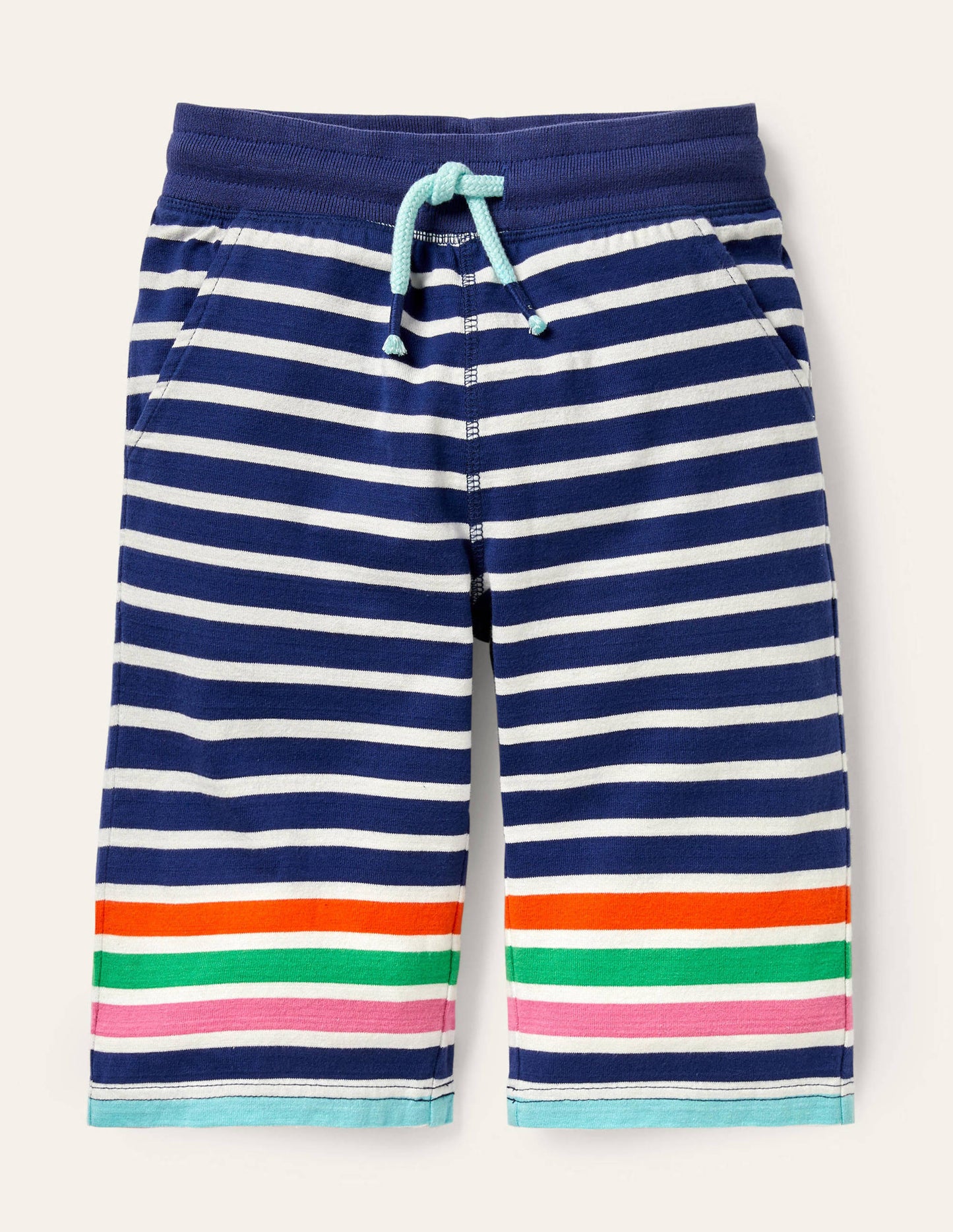 Jersey-Baggyhose-Marineblau/Naturweiß, Bunt