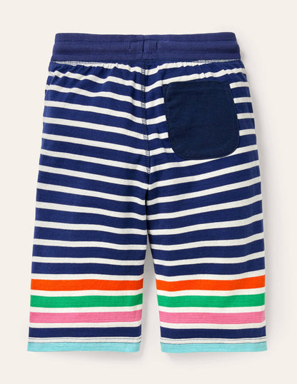 Jersey-Baggyhose-Marineblau/Naturweiß, Bunt-2