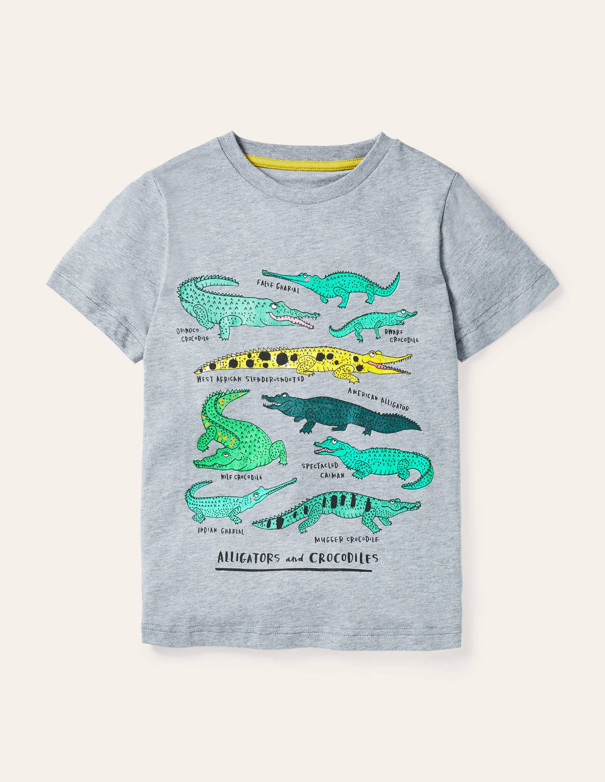 T-shirt graphique à motif animaux-Crocodiles vert chiné - Image 1