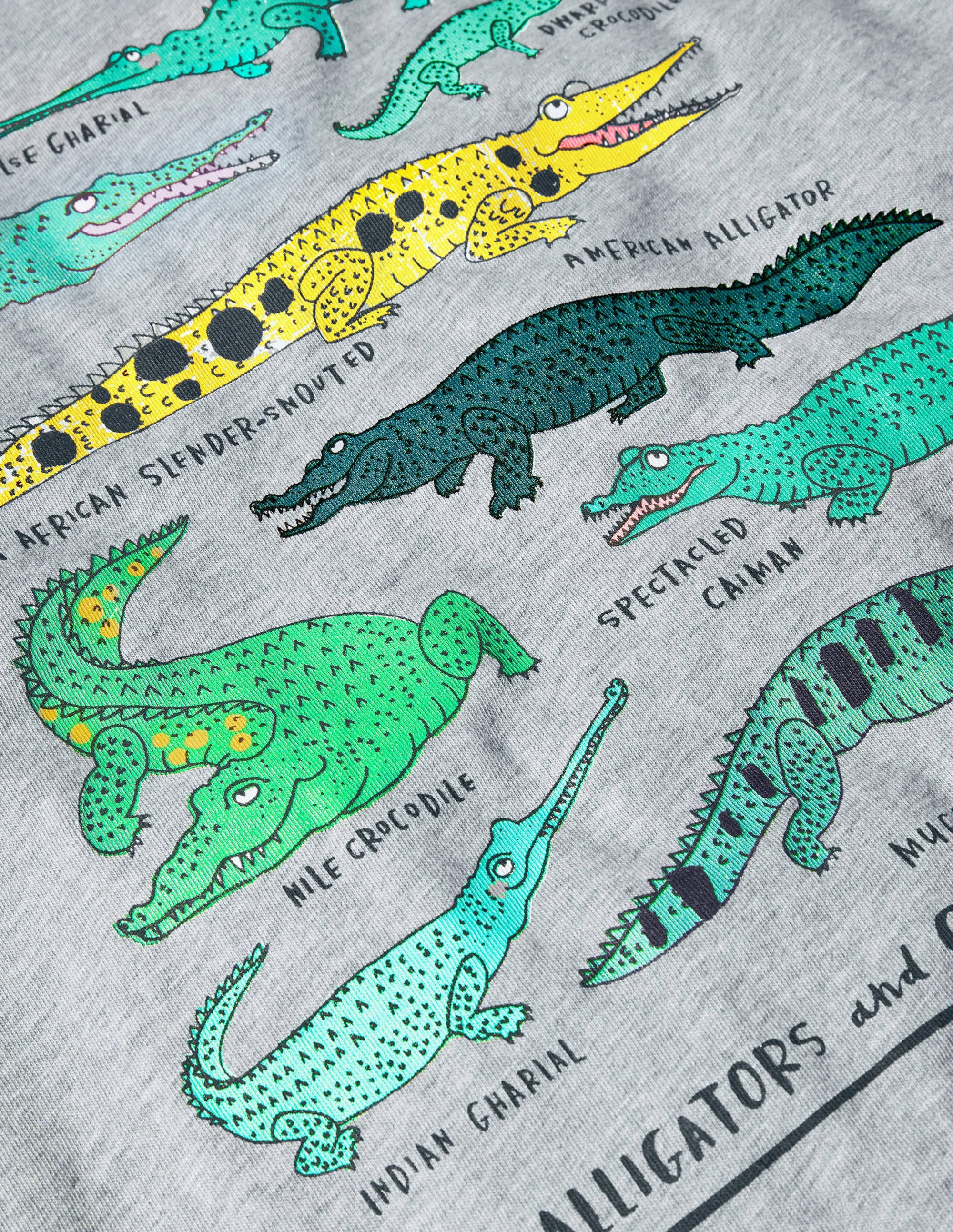 T-shirt graphique à motif animaux-Crocodiles vert chiné - Image 3