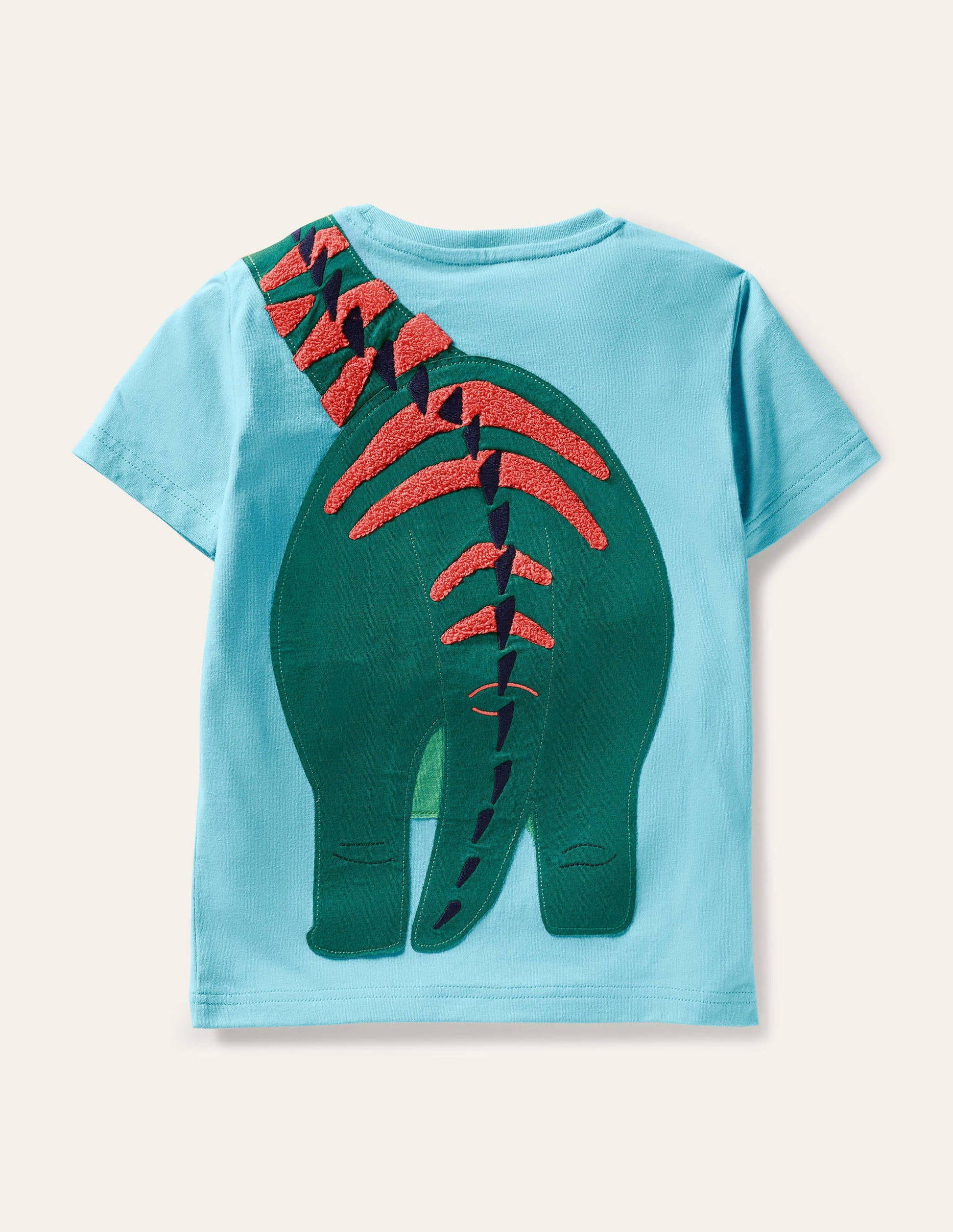 T-Shirt mit lebhafter Tierapplikation-Wasserblau, Dino-2