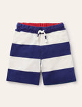 Jerseyshorts aus Flammgarn-Schuluniform-Navy/Naturweiß
