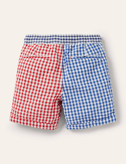 Smarte Shorts zum Hochkrempeln-Rockabilly-Rot/Himmelblau