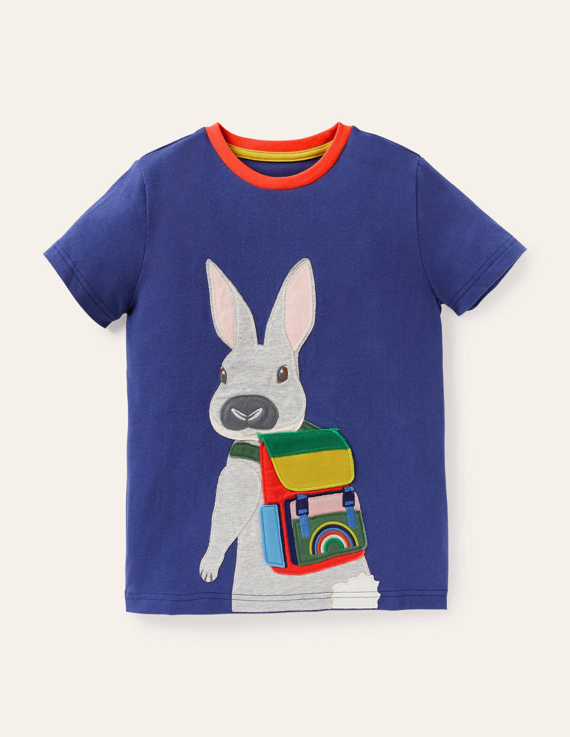 T-Shirt mit reiselustigen Tieren-Segelblau, Häschen - Image 1