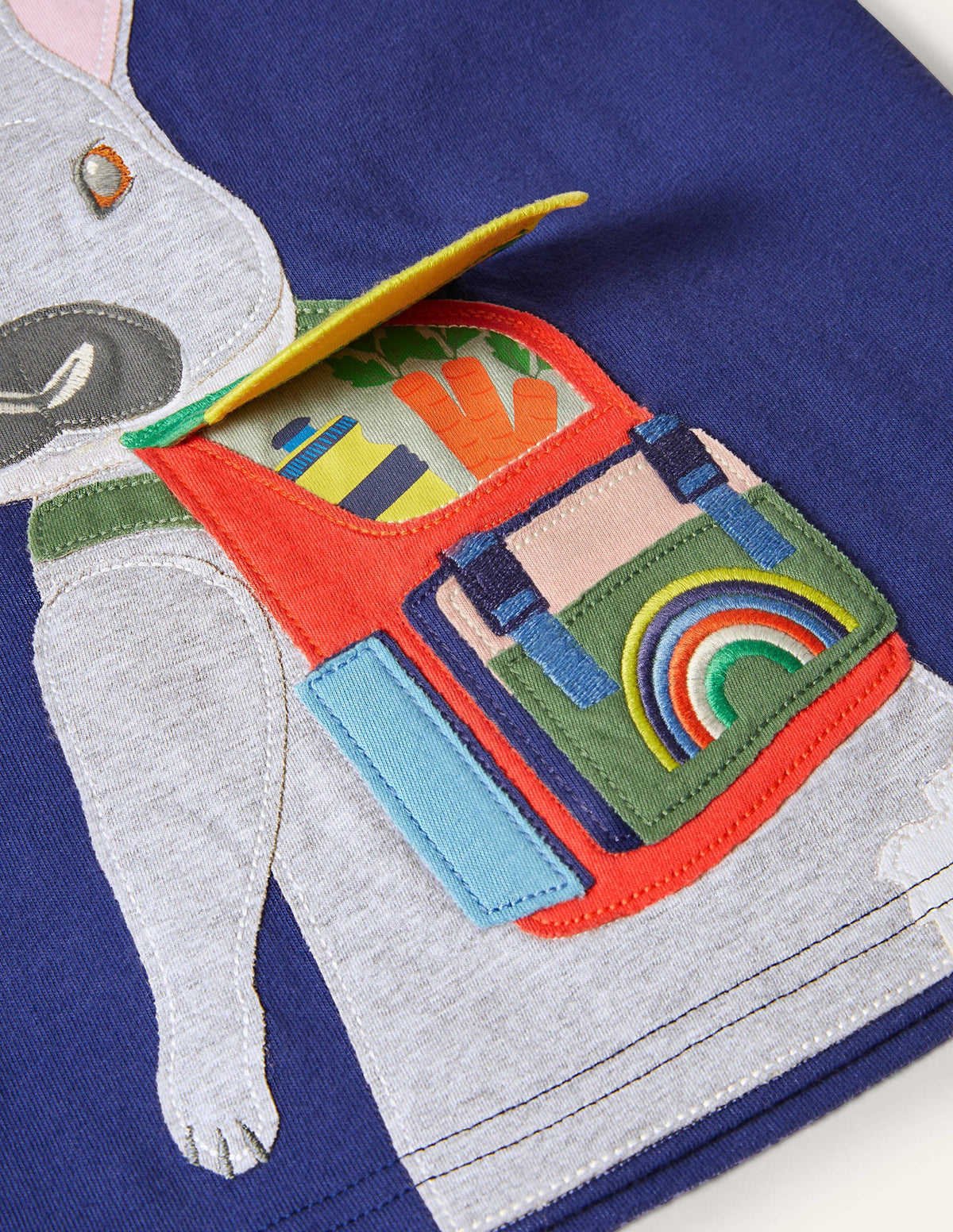 T-Shirt mit reiselustigen Tieren-Segelblau, Häschen-3