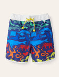 Printed Surf Shorts-Starboard Blue Rainbow Animals