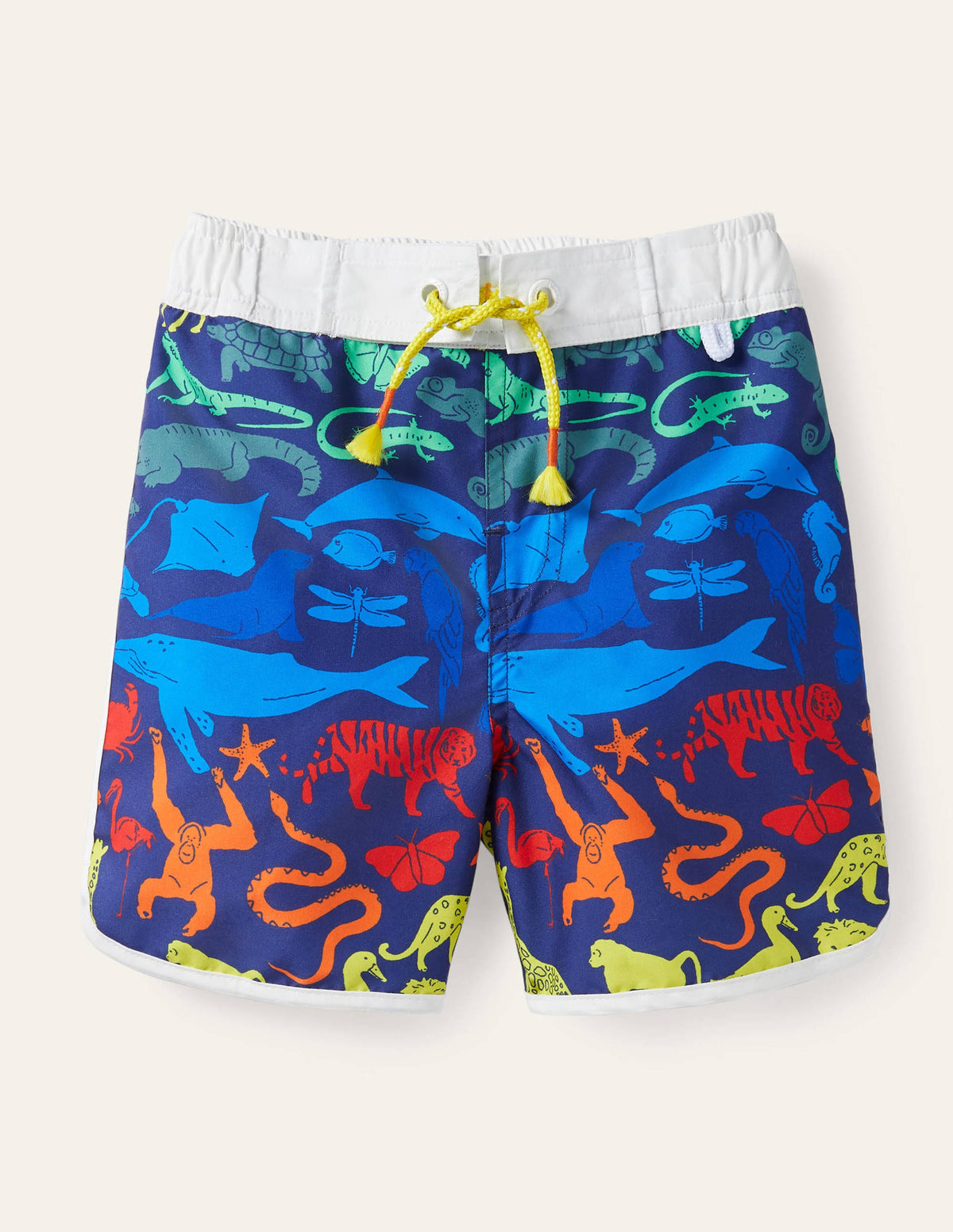 Printed Surf Shorts-Starboard Blue Rainbow Animals - Image 1