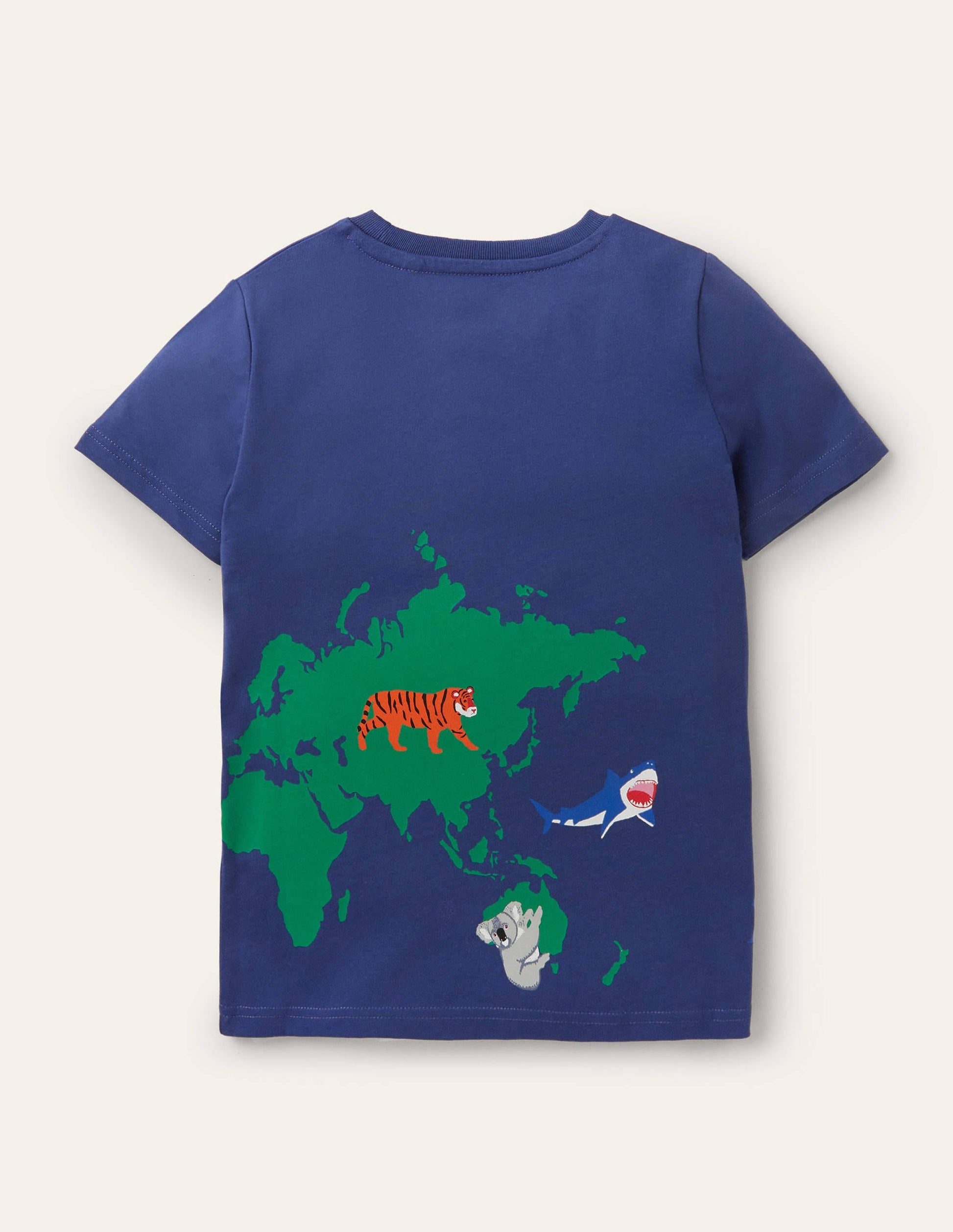 T-shirt à motif carte des animaux sauvages-Starboard Blue Map-2