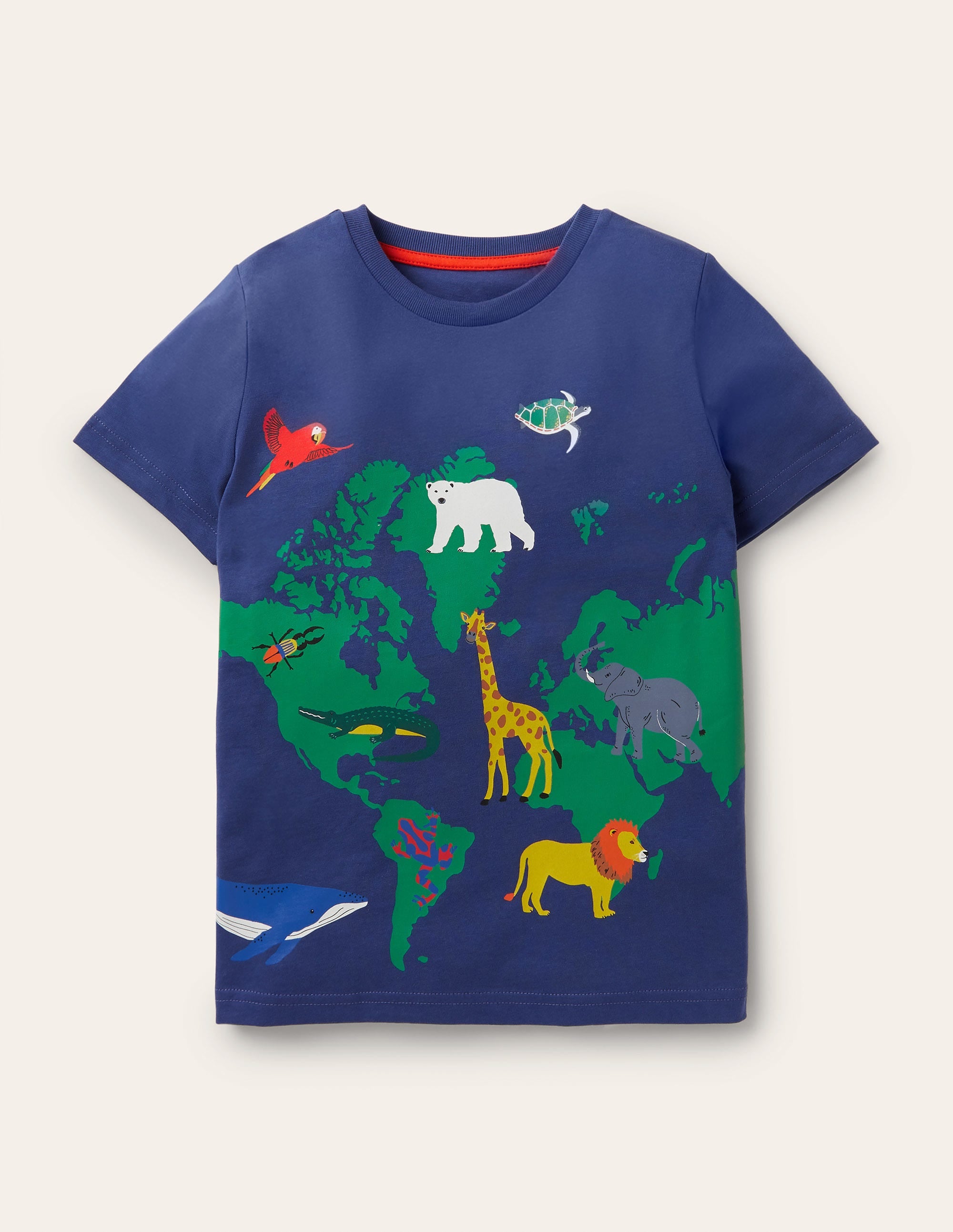 T-shirt à motif carte des animaux sauvages-Starboard Blue Map - Image 1