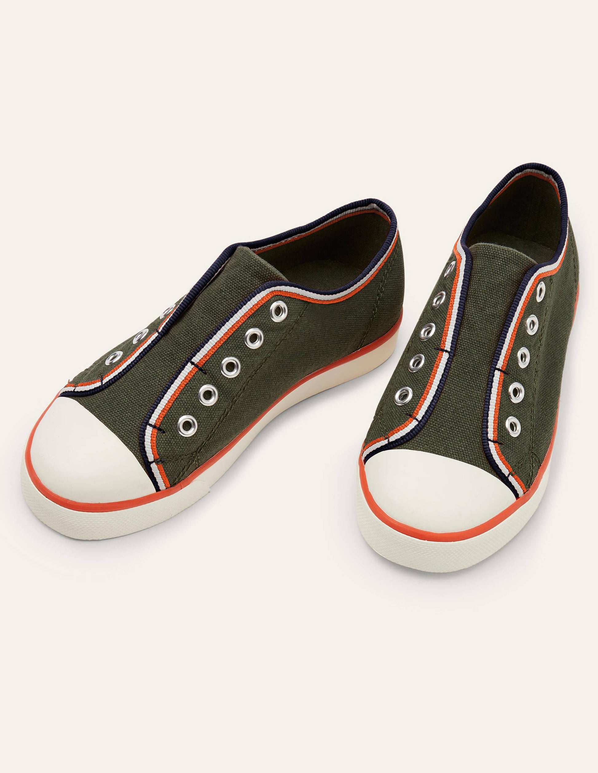 Chaussures sans lacets en toile-Kaki-1