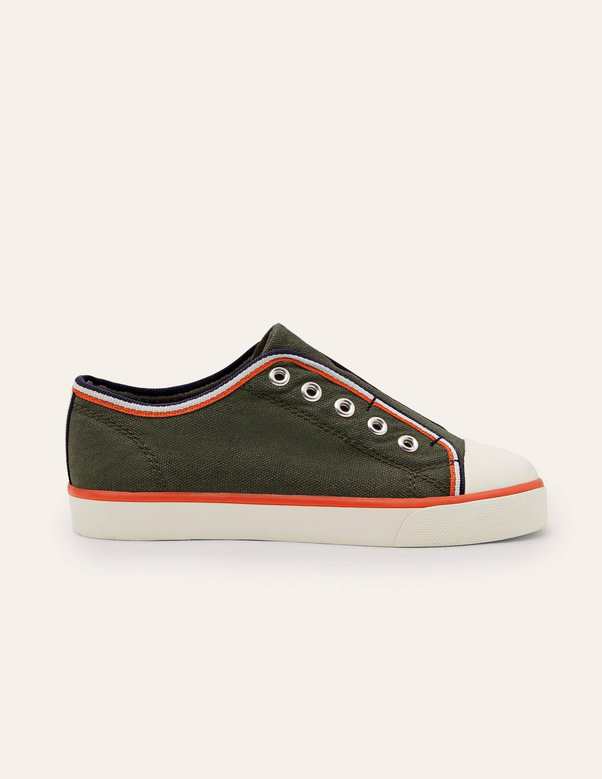 Chaussures sans lacets en toile-Kaki-2